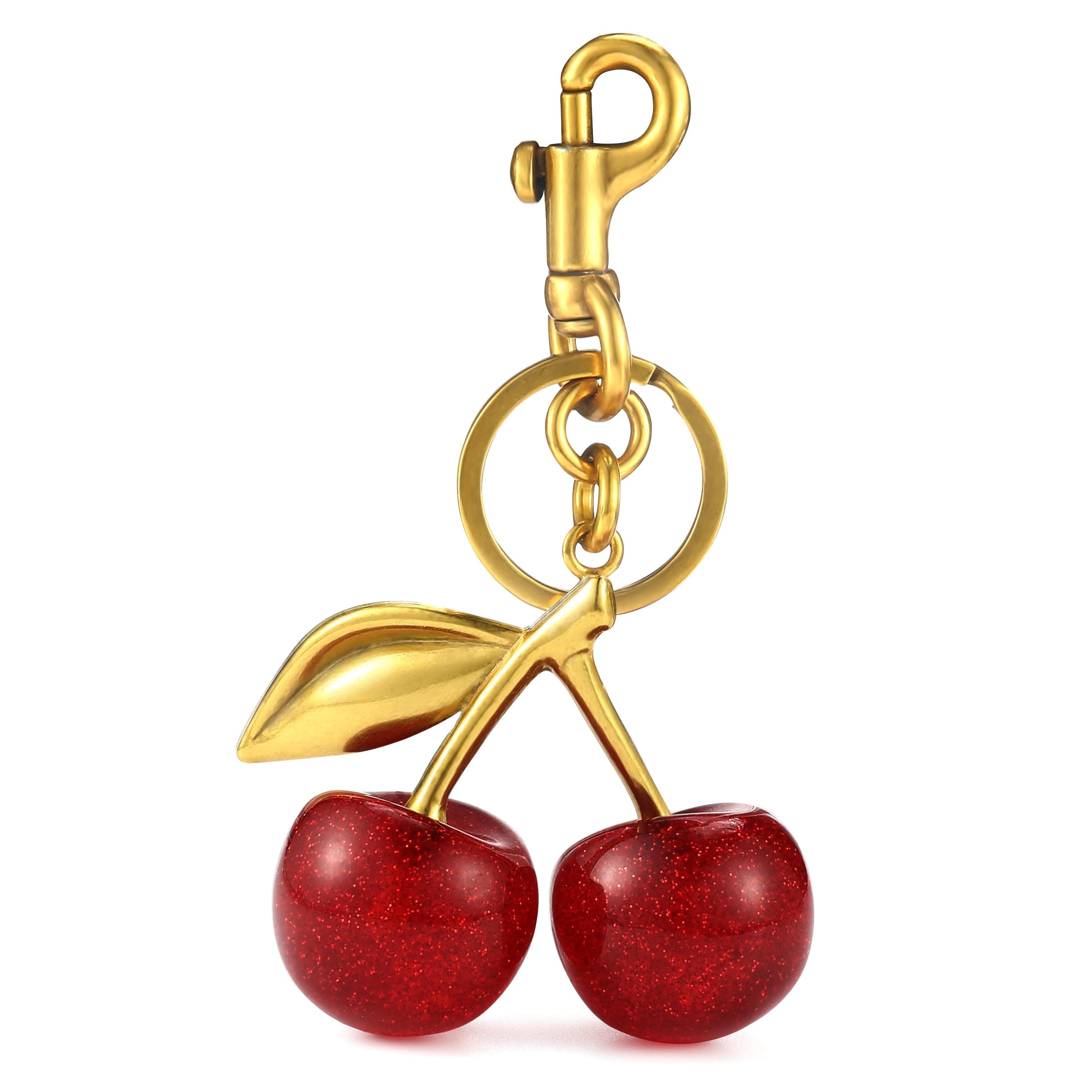 MINKARS Cherry Bag Charm, Small, Stainless Steel, Multicolor