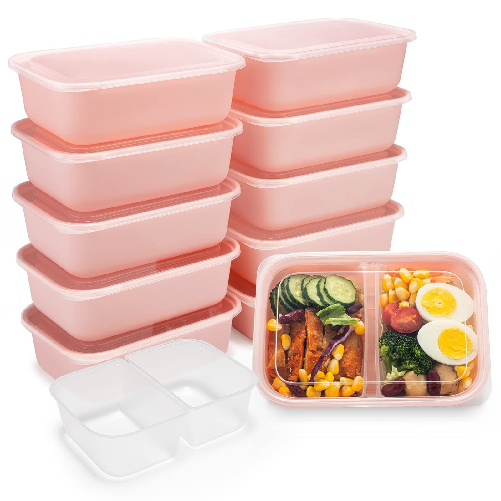 Glotoch 20 Pack Meal Prep Container Reusable 1-Compartment 38 oz To Go Containers,Double Use As Divided Food Containers for Portion Control,Bento Box,Microwave,Dishwasher,Freezer Safe BPA Free,Pink