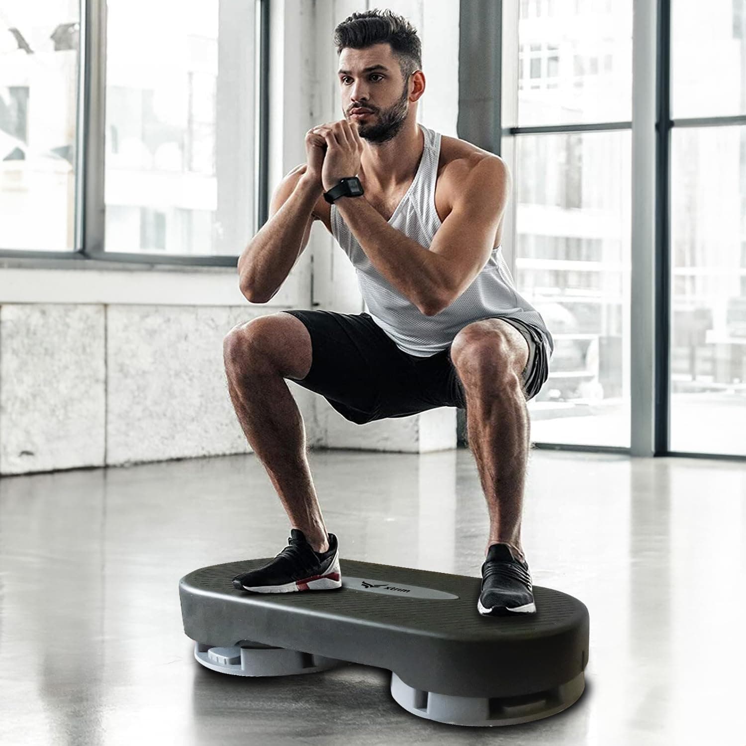 - Aerobic Stepper Without Height Adjustments, Stepper with 2 Height Adjustments - 10 & 15cm, 4 Anti-Skid Rubber Pads for Legs, Slip-Resistant Platform, for Cardio Workout (Supports 250Kg Weight)