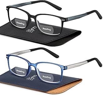 EASY READ 2 Pairs TR90 Bifocal Reading Glasses for Men,Rectangular Sport Blue Light Blocking Readers with Spring Hinge