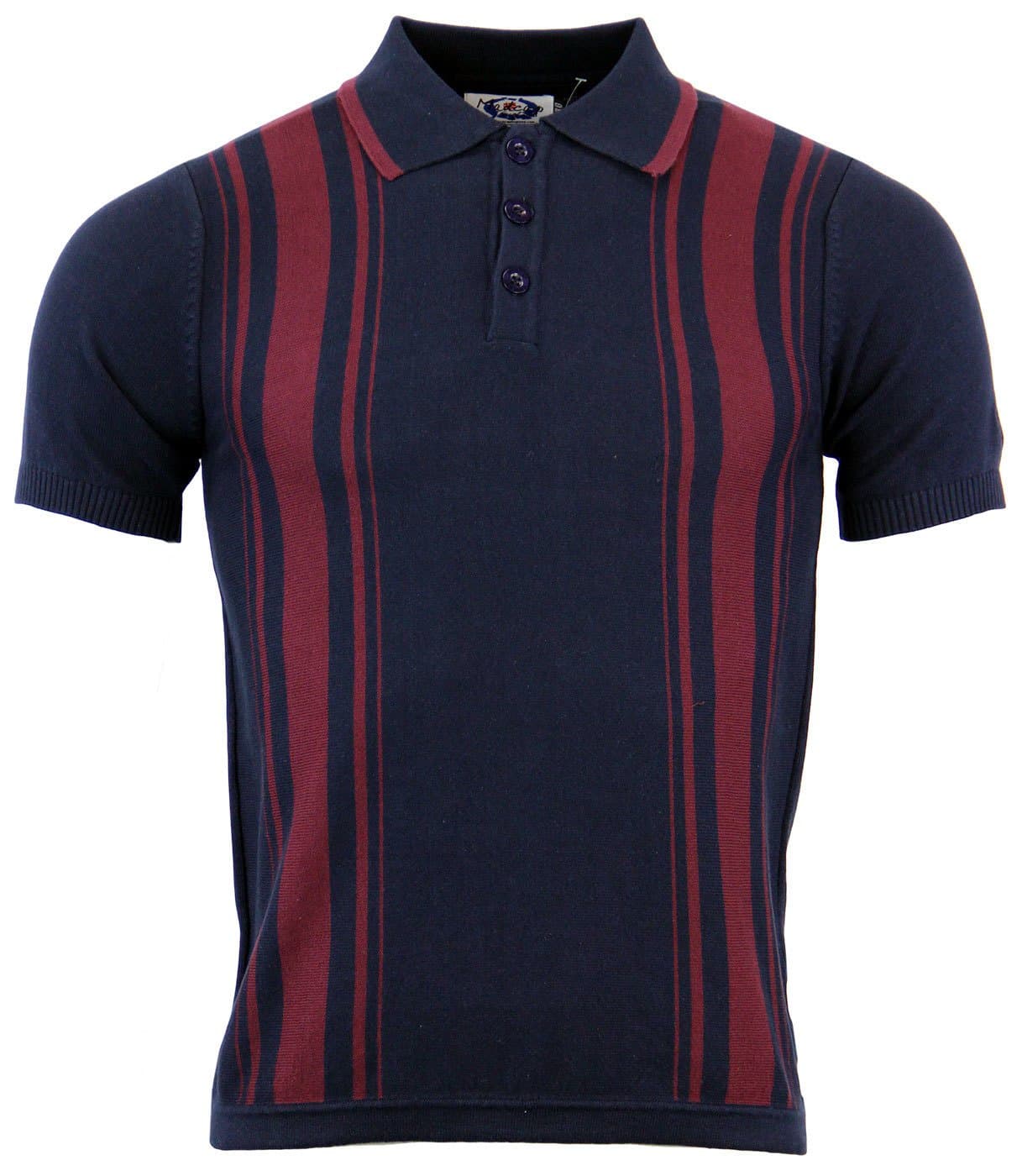 Madcap England Aftermath 60s Mod Stripe Knit Polo Navy