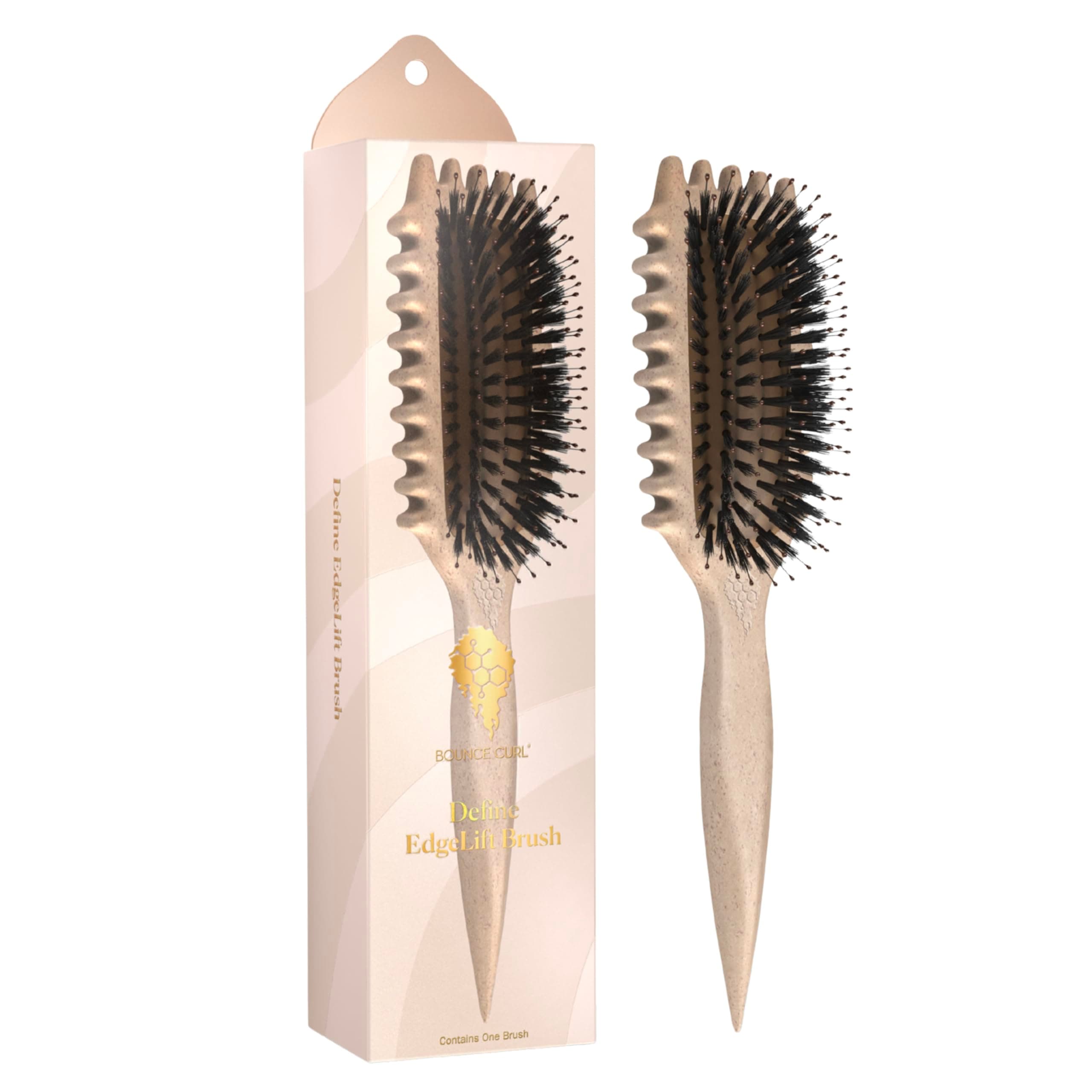 Bounce Curl Define EdgeLift Brush, 5-in-1 Tool Reduces Curls, Waves, Coils and Curls Easily Defined - Tan