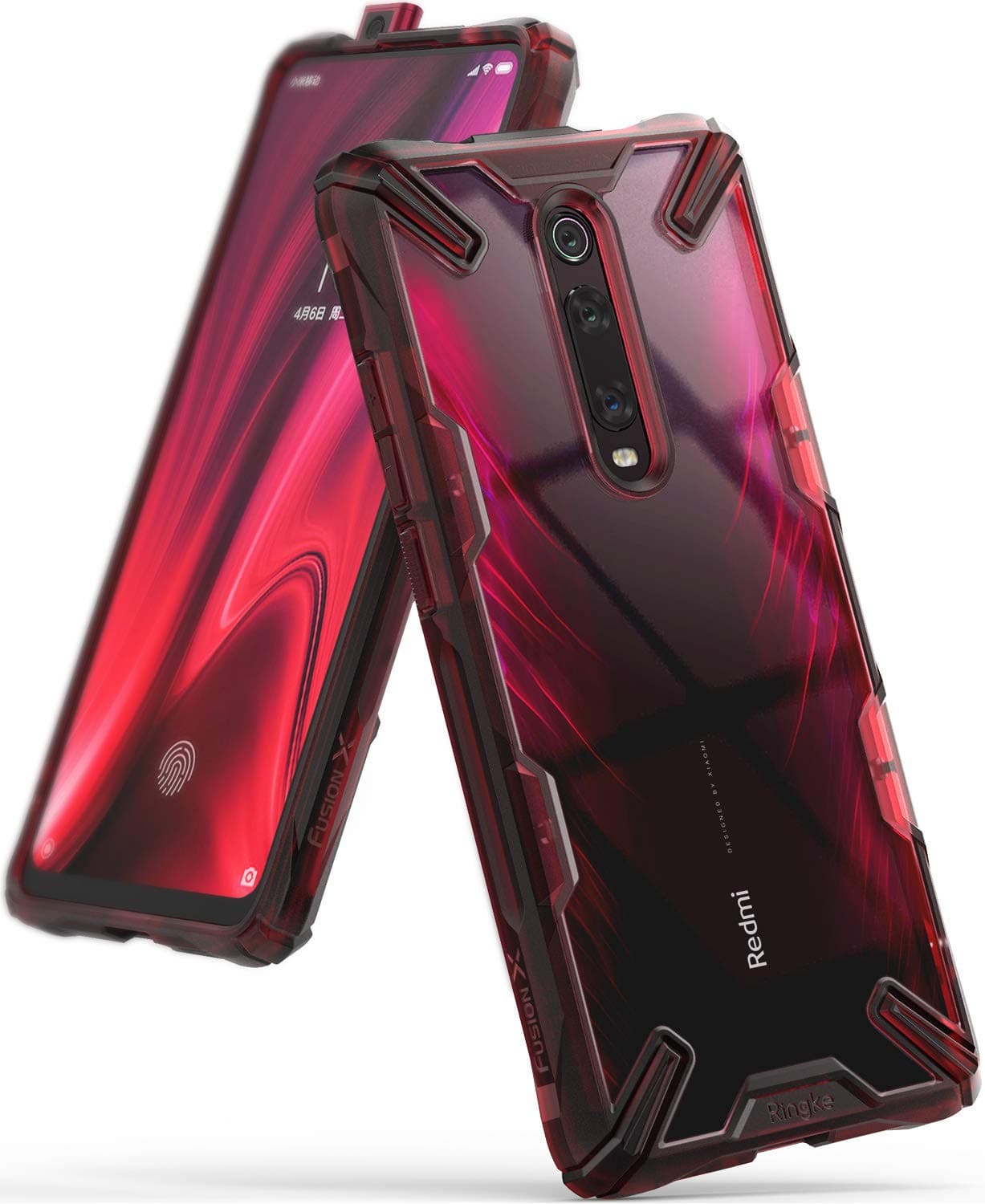 Ringke Fusion-X Compatible for Xiaomi Mi 9T / Mi 9T Pro Case, Clear Back Shockproof Heavy Duty TPU Bumper Frame Phone Cover for Xiaomi Mi 9T / Mi 9T Pro - Ruby Red