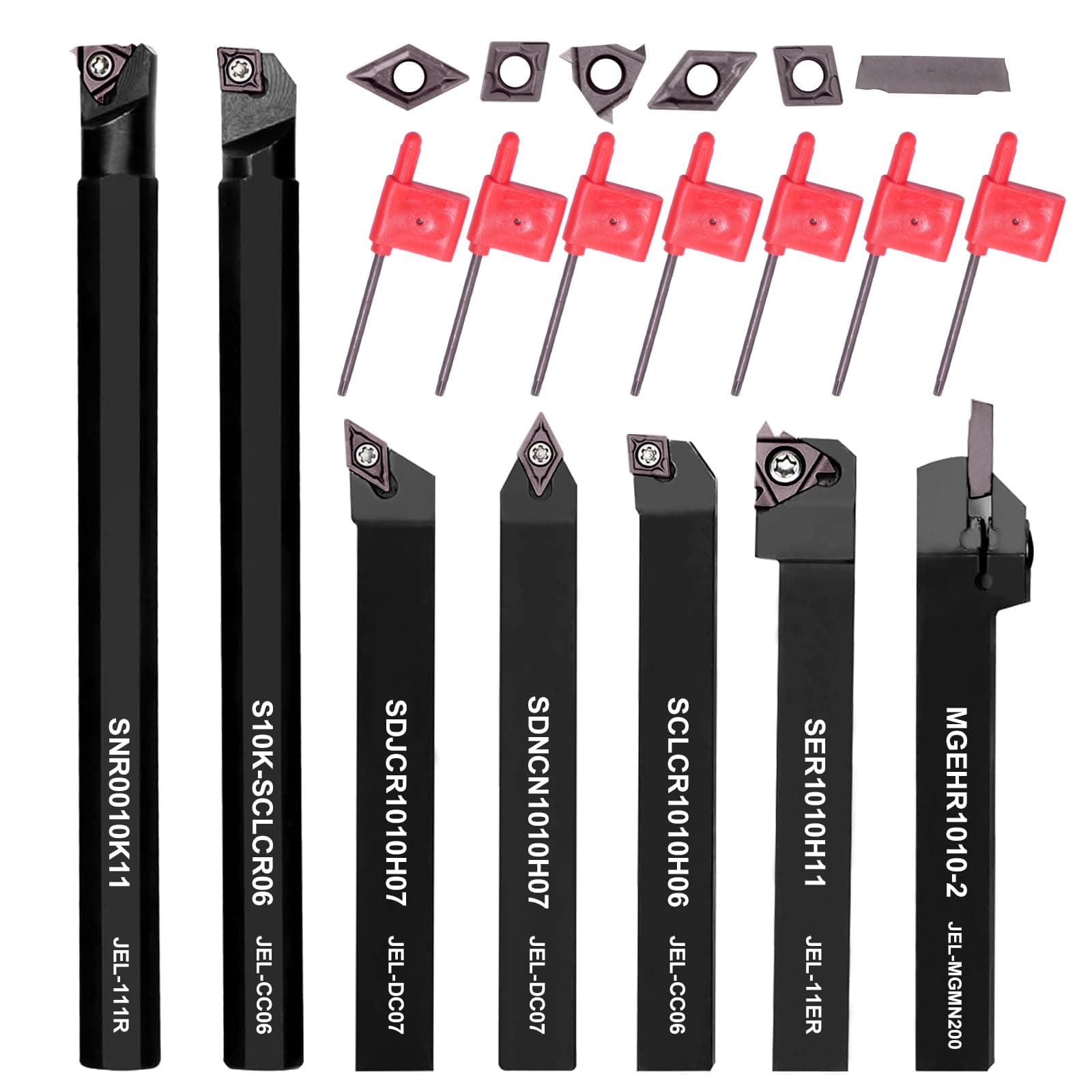 Lathe Turning Tool Set, 10mm Shank 7 Pieces Carbide Turning Tool, Metal Lathe...