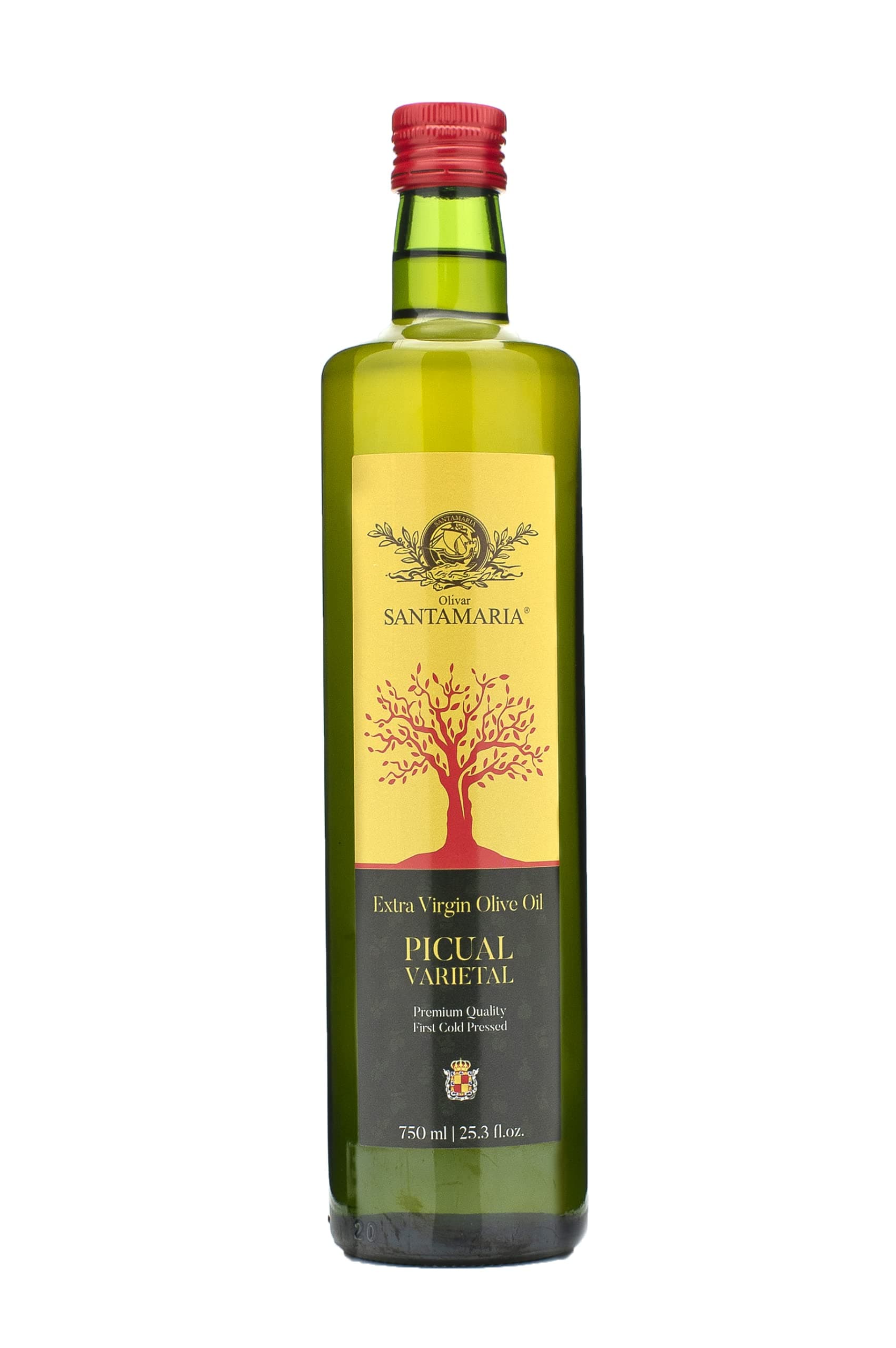Olivar SANTAMARIA First Cold-Pressed Premium Quality Extra Virgin Olive Oil Picual Variety, Spain, 25.3 Oz (750 ml)