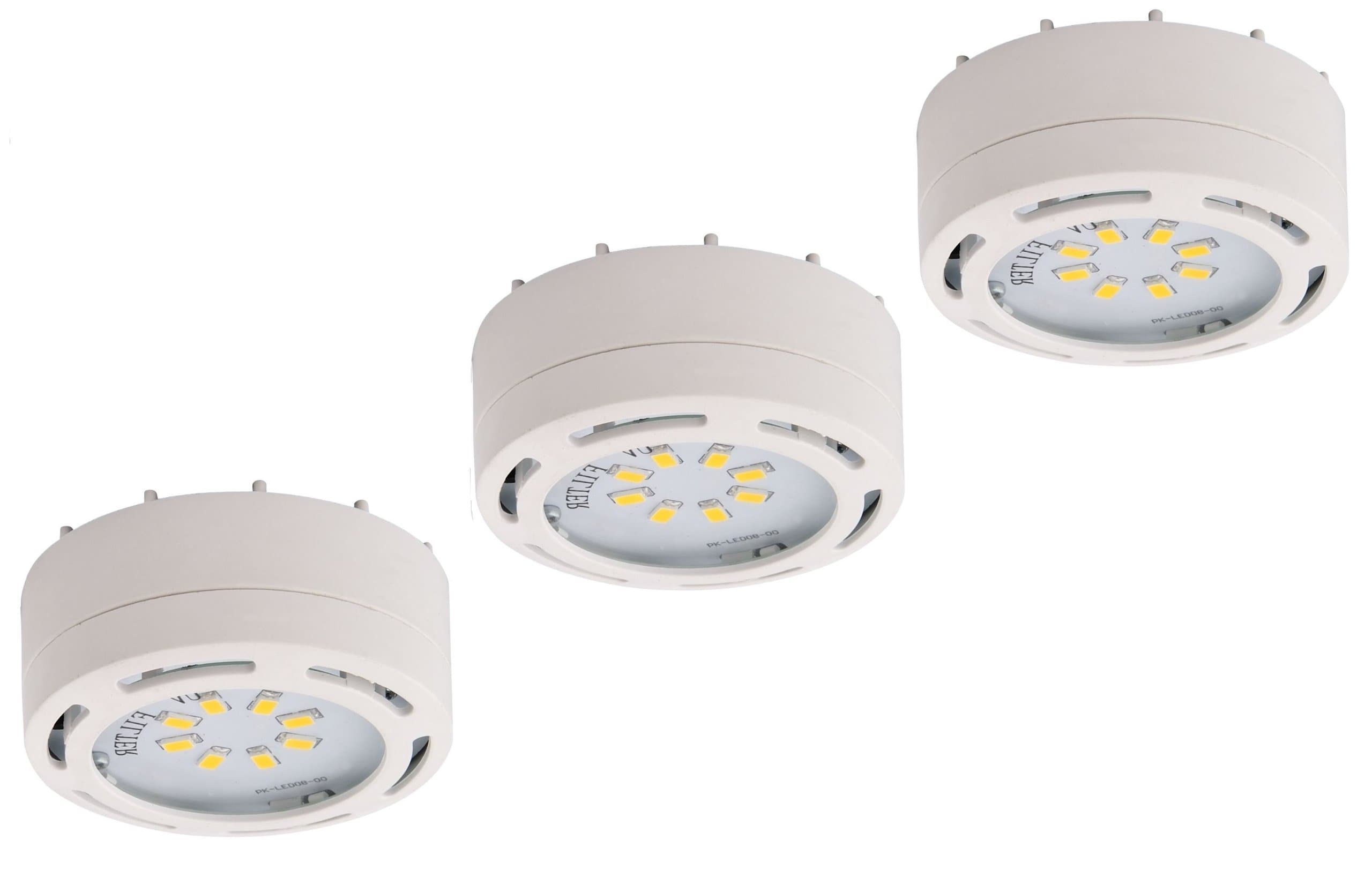 120 Volt LED Puck 3 Light Kit, White - LEDP3120WH