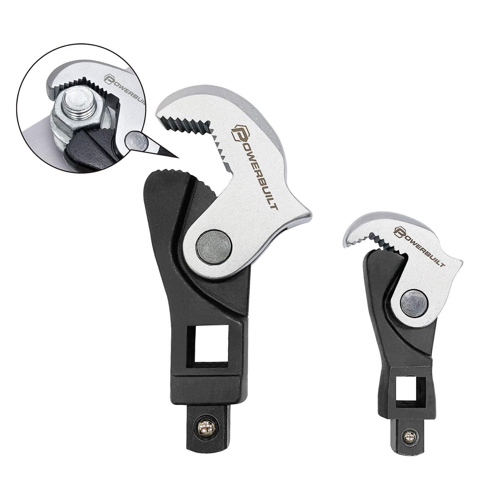 Powerbuilt 2 Piece Spring-Loaded Crowfoot Wrench Set, Adjustable, Auto Size, Universal, Self-Adjusting, Power Grip, Rapid Wrench- 240274