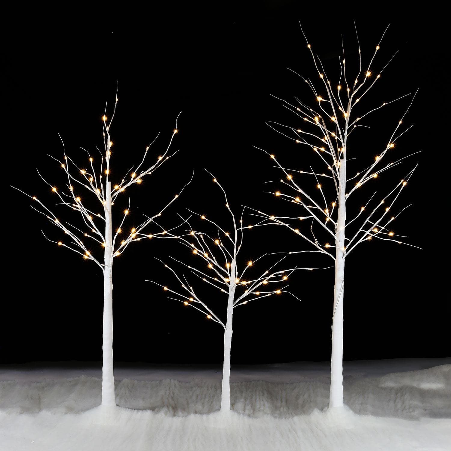 4FT, 5FT, 6FT Birch Trees Christmas Decoration Twig Tree Lights - 52 Warm White LEDs - Christmas, Party, Weddings, Event Decoration - 60cm (5FT, White)
