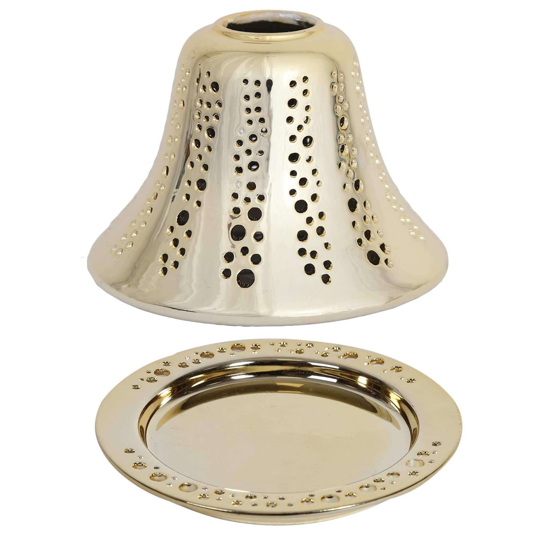 Champagne Ceramic Candle Shade & Tray