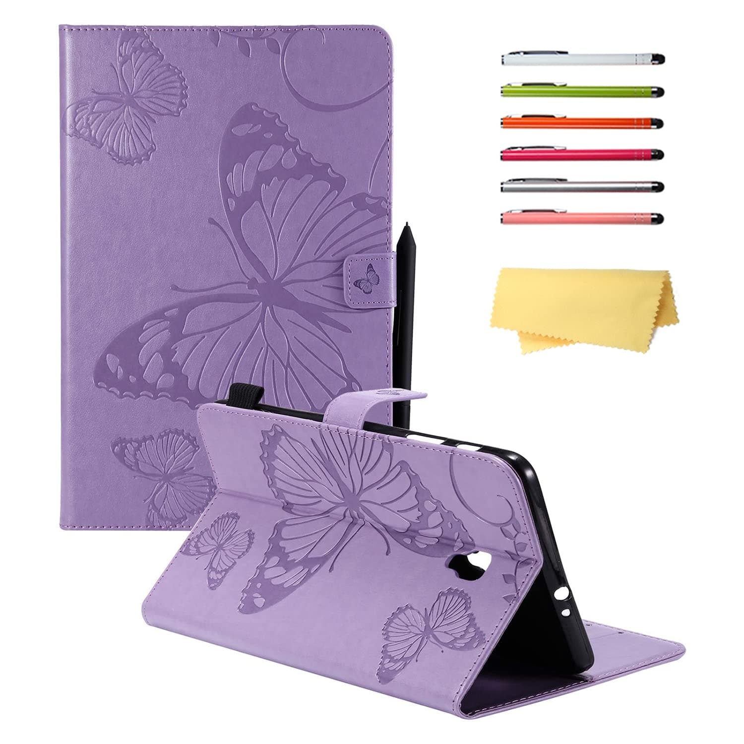 Ucovers for Samsung Galaxy Tab A 8.0 inch Case 2017 Release (SM-T380/T385) with Stand/Pencil Holder/Card Pocket [Auto Wake/Sleep] Smart Magnetic PU Leather Wallet Folio Embossed Butterfly Cover,Purple