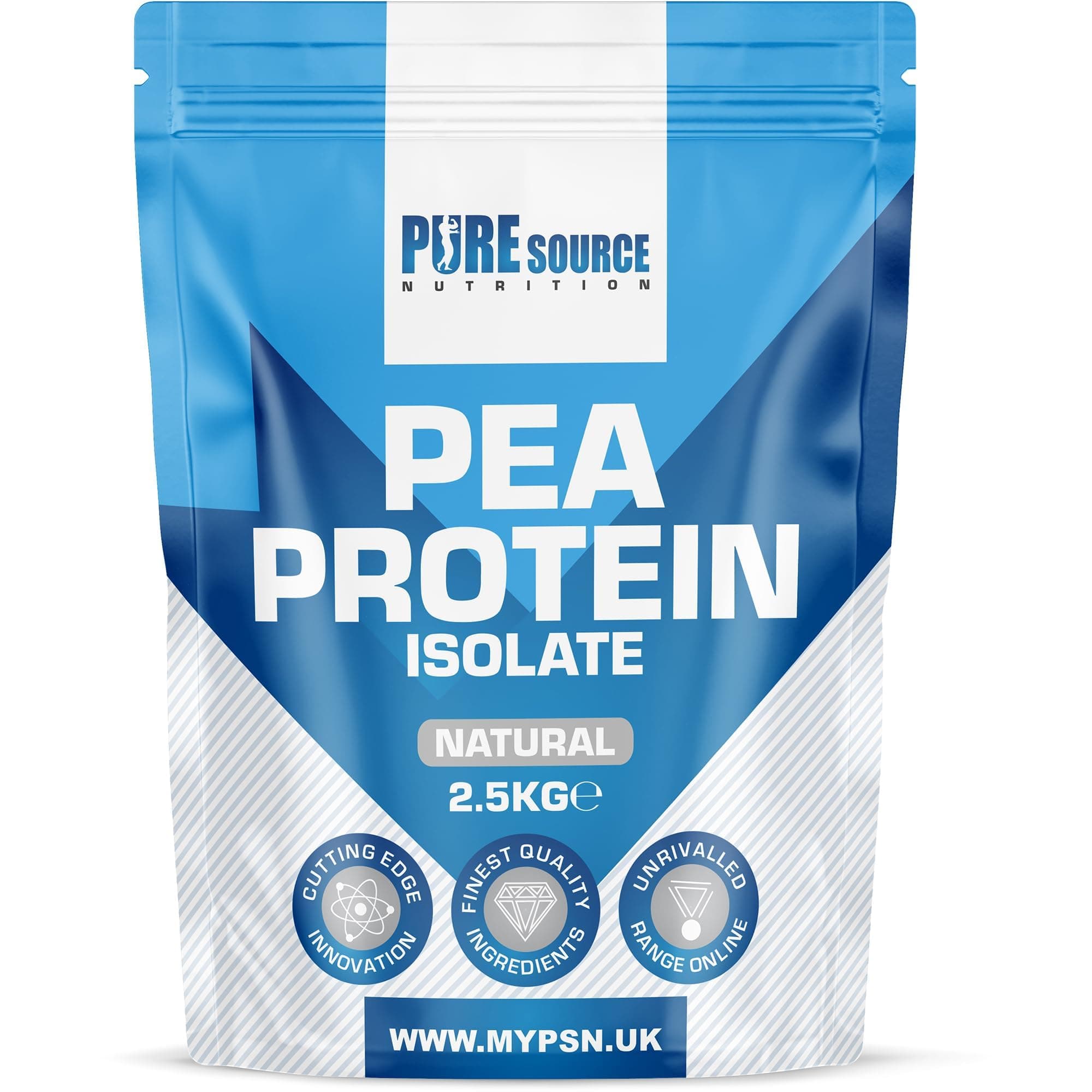 Pure Source Nutrition 100% Vegan Pea Protein Isolate 2500g 2.5kg Natural Unflavoured Vegetarian Protein Powder Shake for Superfood Supergreens Dairy Free Shakes by PSN
