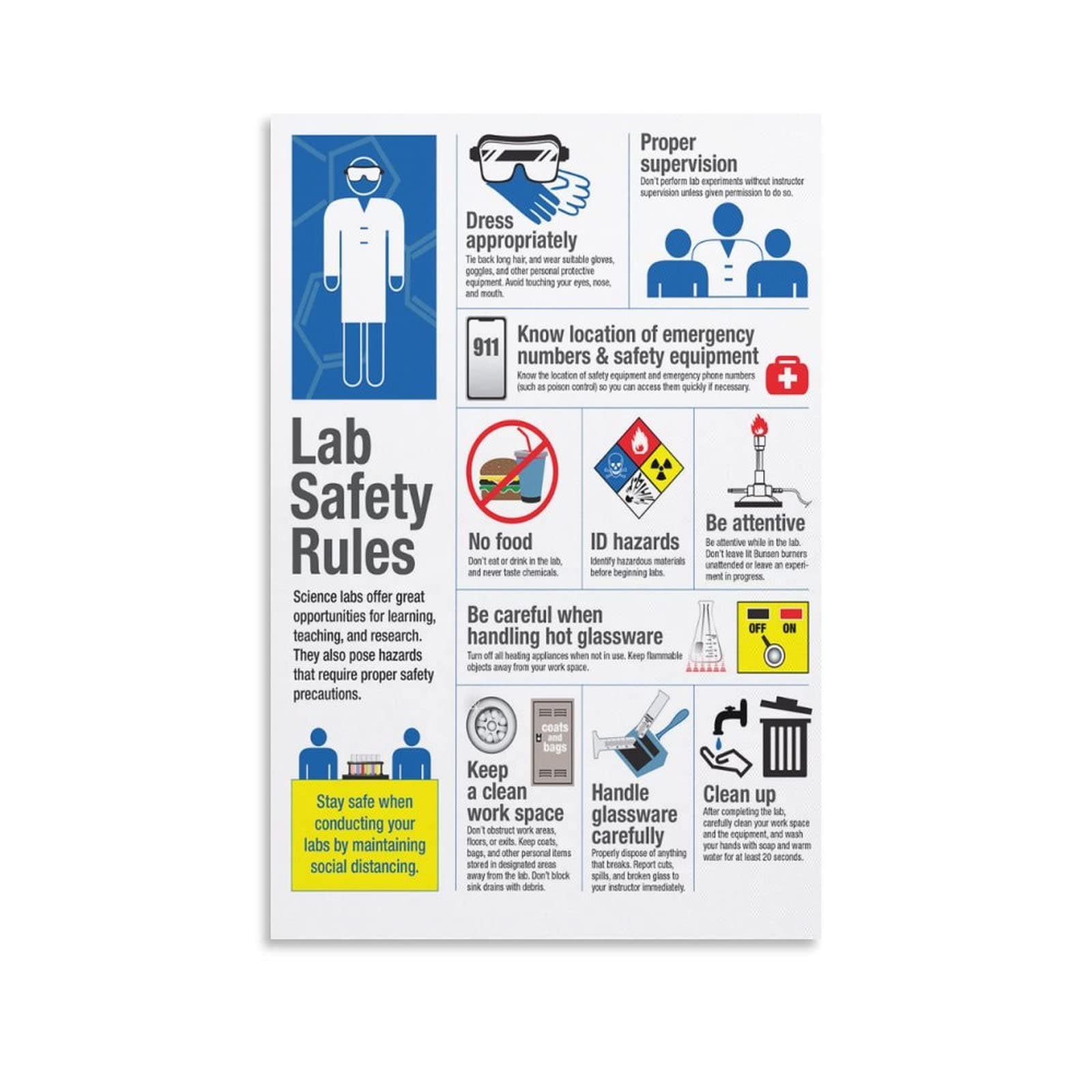 The Laboratory Poster Lab Science Safety Rules Classroom Posters High School Canvas Painting Posters and Prints Wall Art Pictures for Living Room Bedroom Decor 20x30inch(50x75cm) Unframe-Style