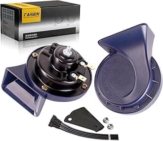 FARBIN Horn 12V Car Horns Loud Dual-Tone Waterproof Auto Horn Electric Snail Horn Kit Universal for Any 12V Vehicles (Blue horn, 12v)