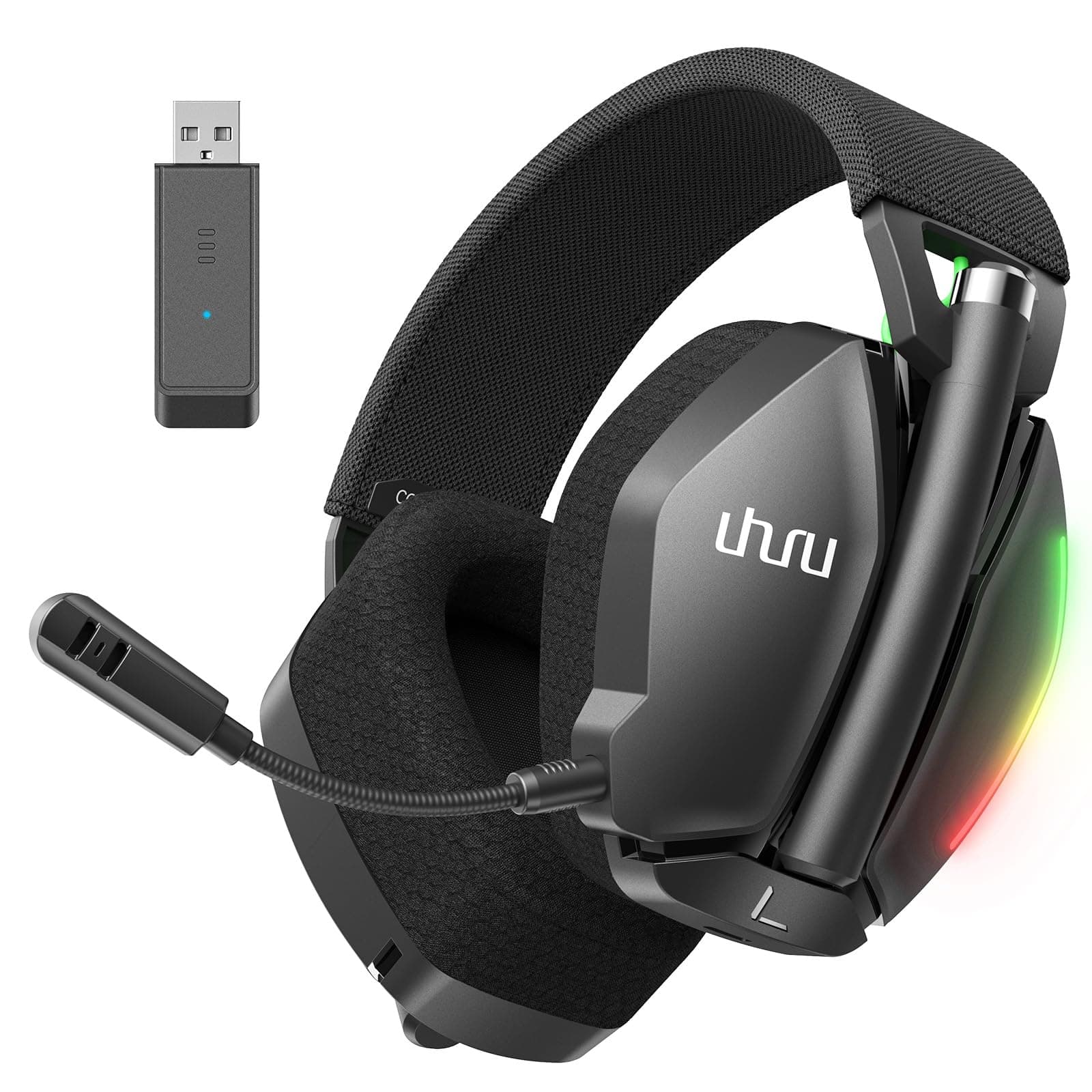 UHURU Dual Wireless Gaming Headset with Microphone for PS5 PS4 PC: Gaming Headphones with Stereo Sound - 32Hr Battery - Cool RGB