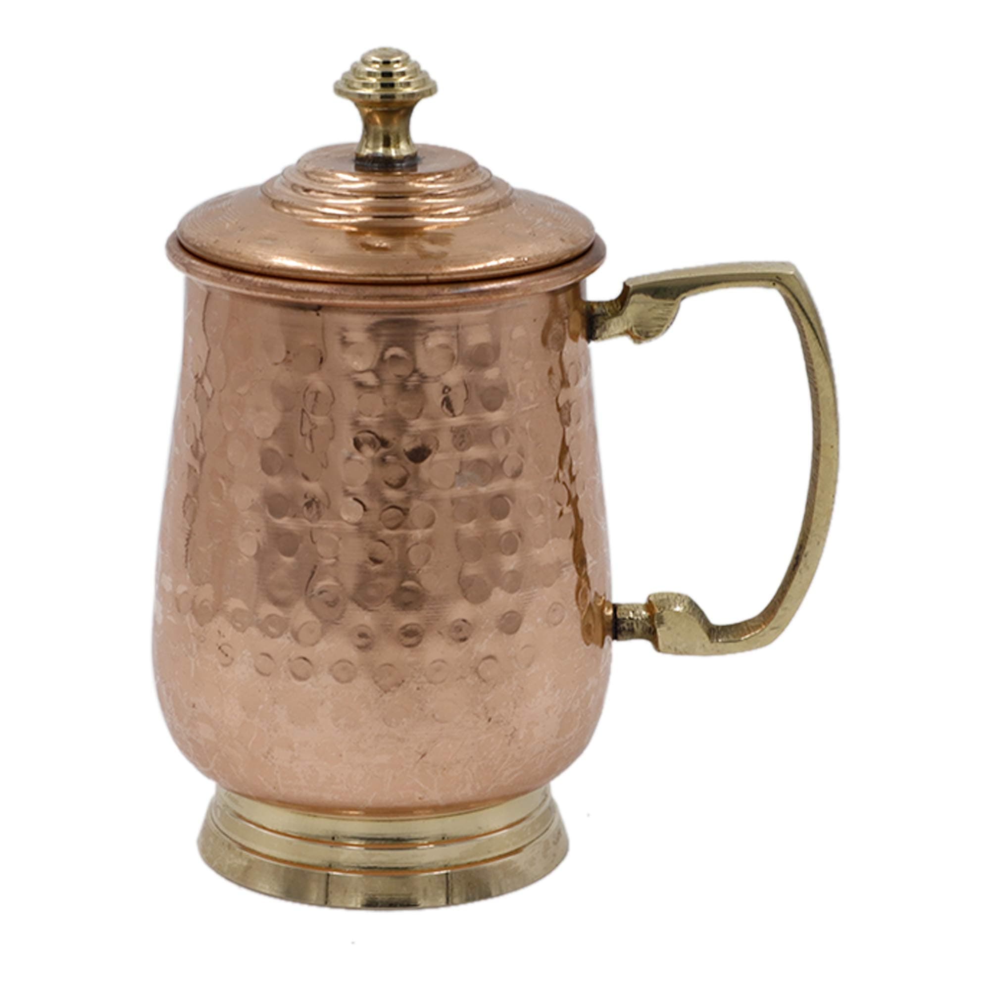 Bona Fide- Pure heavy gauge copper cup with solid brass handle,Moscow mule copper mug with lid,copper moscow mule cup