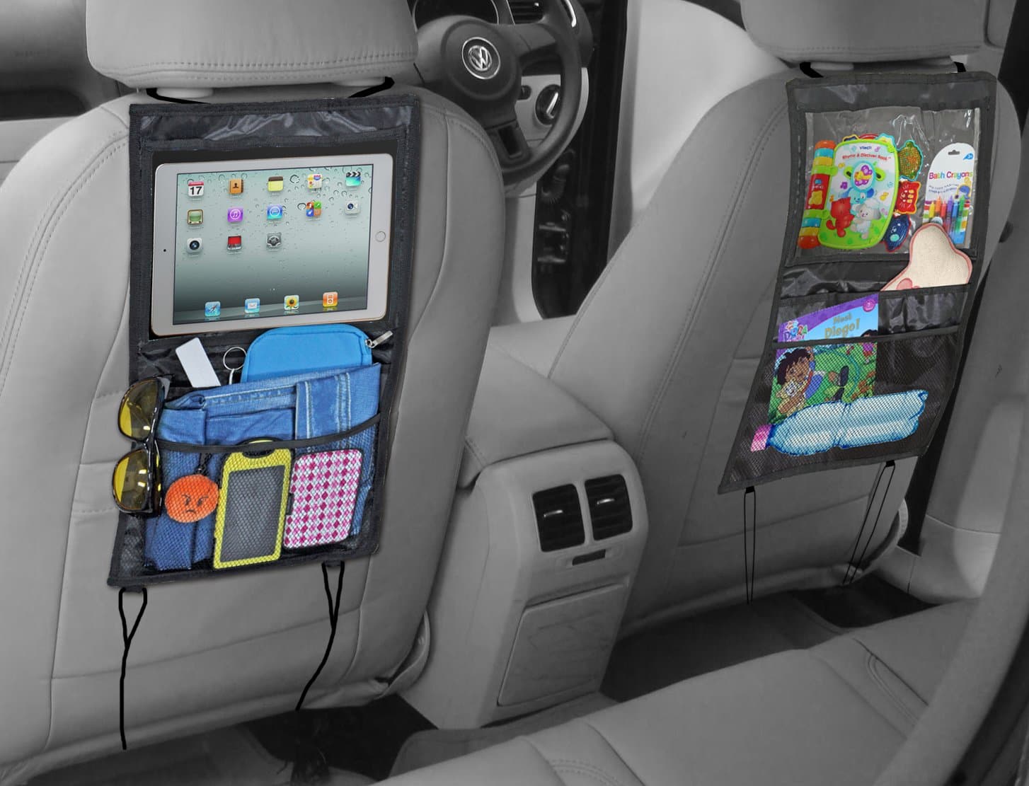 iTREND World Back Seat 18 x 49 cm Auto Organizer Upper Holder for iPad/Tablet - Black