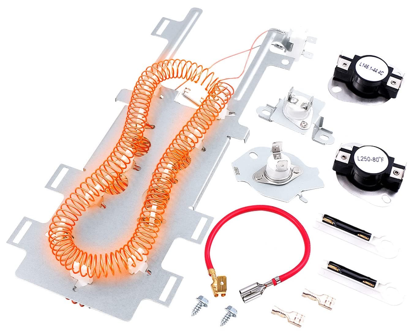 Dryer Heating Element Kit fit for May-tag Bravos 400 2000 3000 5000 9000 Series MED3000BW0 MED3500FW0 MED4000BW0 MED4200BG0 MED4200BW0 MED5100DC1 MED5100DW1 MED5500FC0 MED5500FW0 MED6000AG0 MED6000AW0
