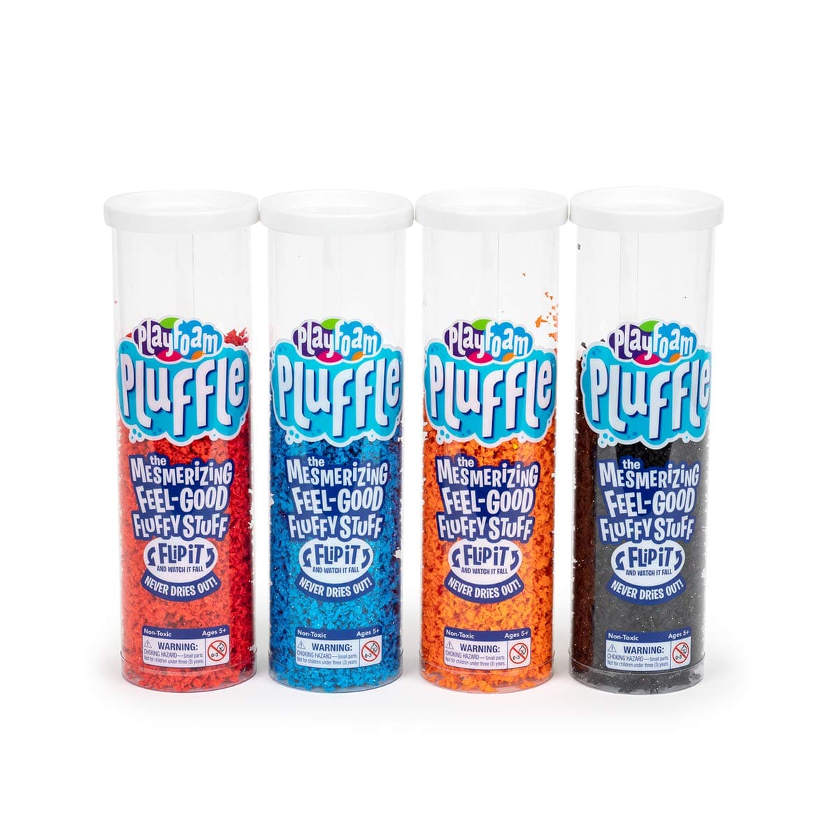 Pluffle® 4-Pack - Sensory Bin Foam Set, No Mess Alternative to Sand Toys & Slime for Toddlers at Home or in the Classroom, Fun Sensory Table Filler, Gift for Kids Ages 3+