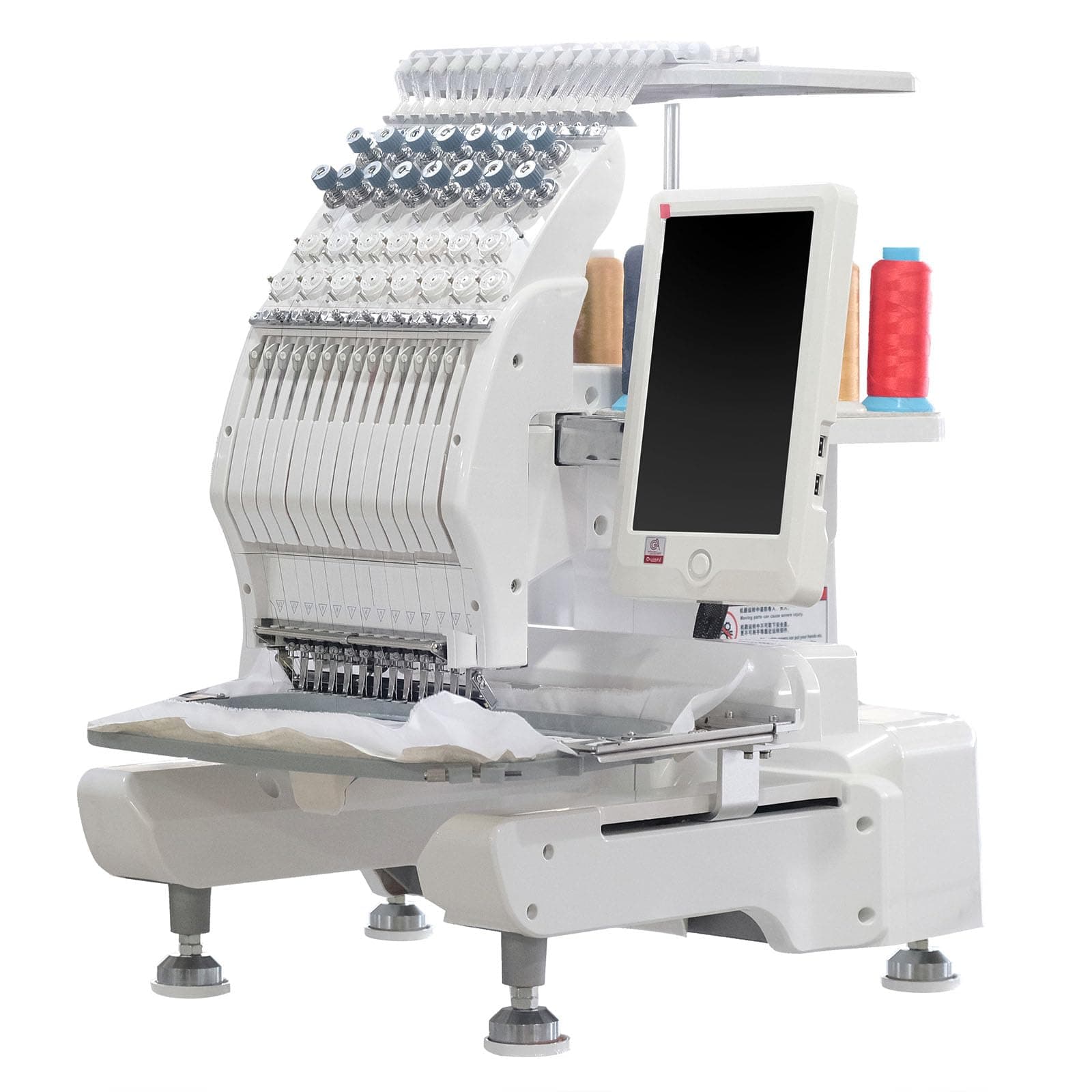 - MiNi YQ-1501 Computerized Embroidery Machine with 15 Needles, 1200SPM Max Speed, 10'' Touch Screen, 11.81''x7.87''" Embroidery Area, Commercial Embroidery Machine for Flat, Hat, T-shirt and more