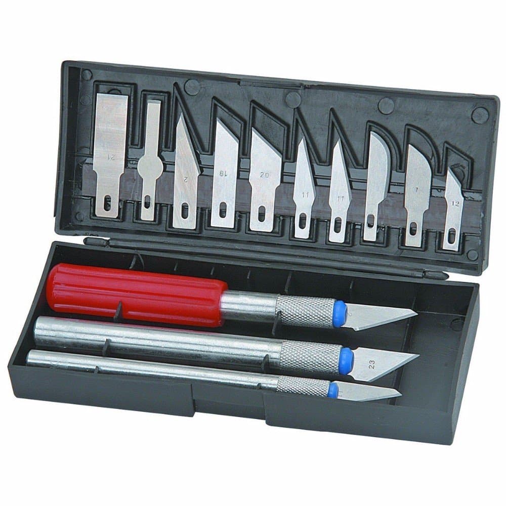 Kytra 16Pc Exacto Style Multi-Function Hobby Knife Crafts Carving Cutter Graver Sculpting Art Tool Set(13 Blades+3 Handle)