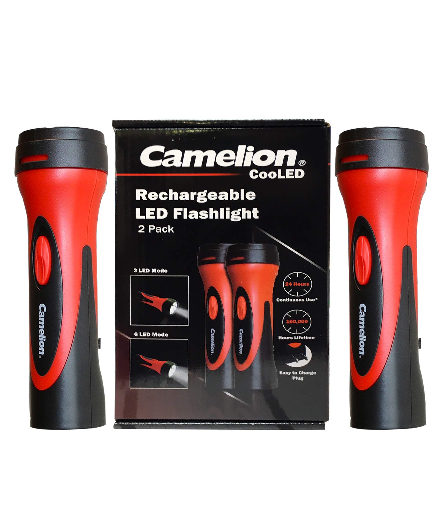 Camelion 6 LED Plug in Rechargeable Emergency Blackout Flashlight- up to 24 Hours of Continuous Lighting (2 Count)