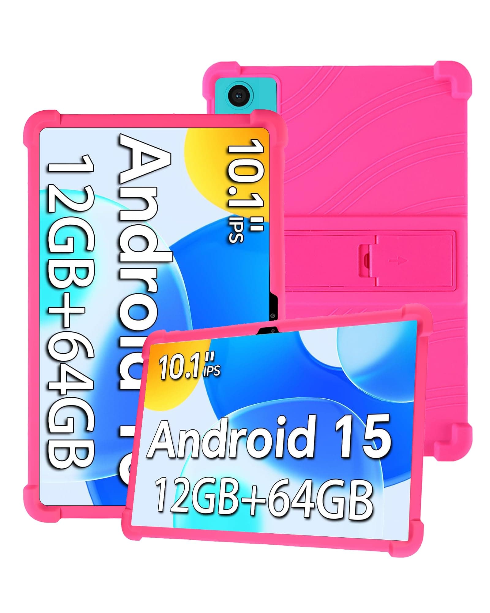 Silicone Tablet Case for TECLAST P30 10.1 inch Android 15 Tablet with Full Coverage, Shockproof, Anti-scratch, Adjustable Stand, and Soft Silicone Cover,Pink