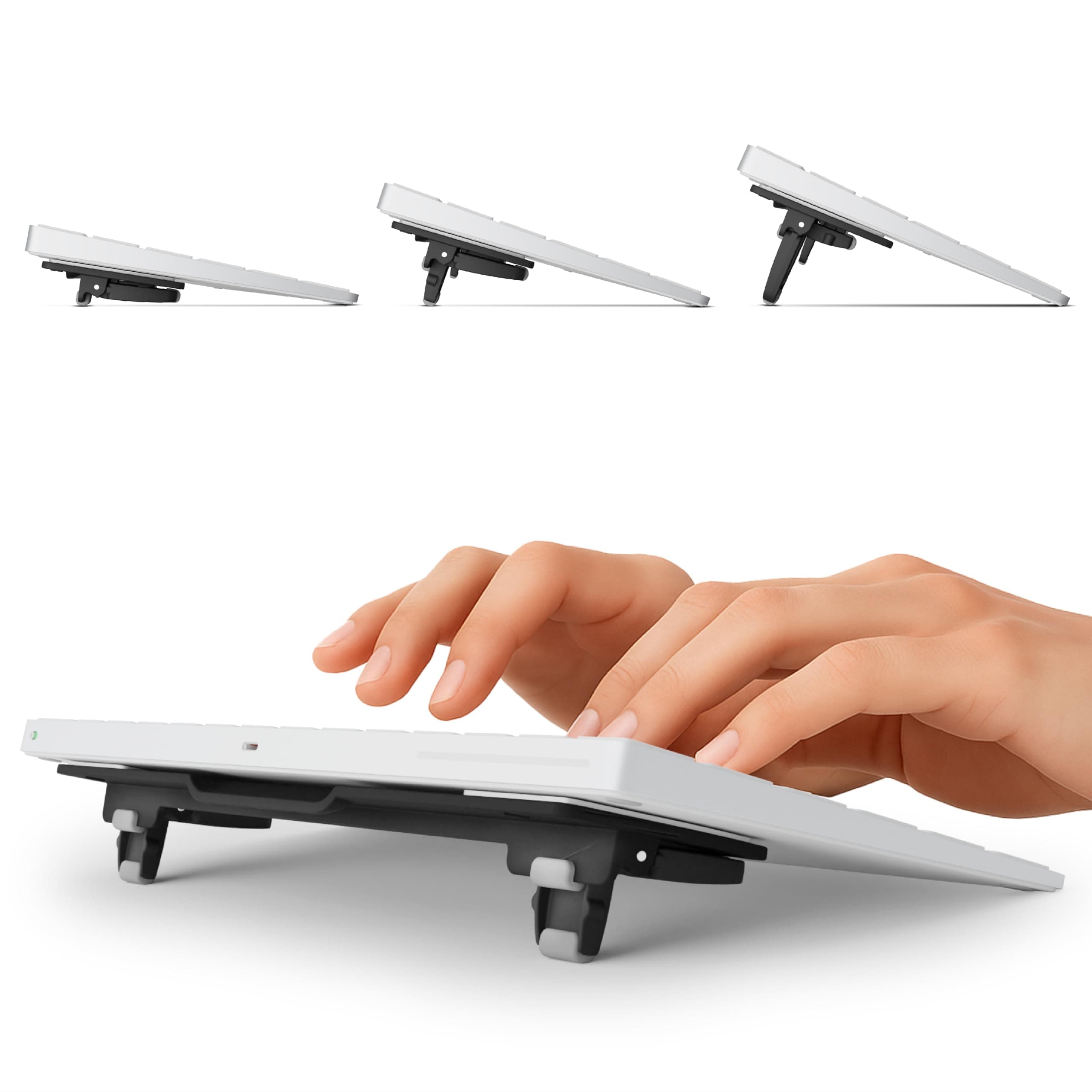 ESC Flip Keyboard Stand for Desk, Compact Tilting Riser with 3 Adjustable Angles for Ergonomic Typing, Compatible with Magic Keyboard & Flat-Back Models