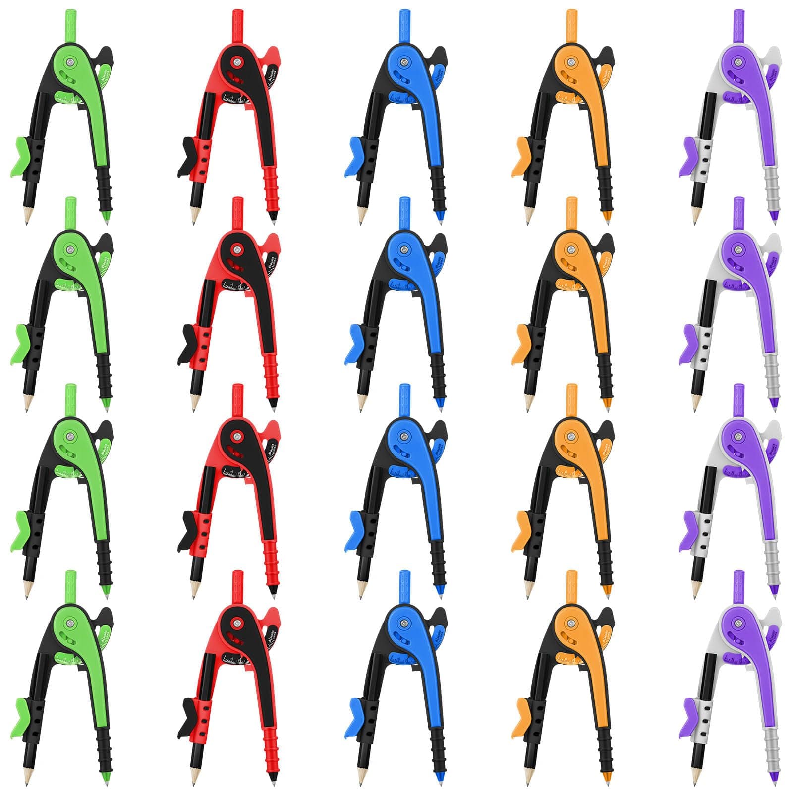 Colarr Geometry Compass with Pencil Compass for Geometry 6 Inch Compass Drawing Tool for Geometry Woodworking Compass for School Office Classroom Art Drafting Drawing Wood Working (20 Pcs)