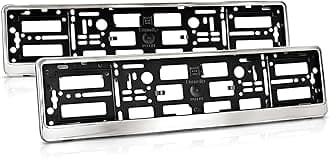 Chrome Number Plate Holders Set of 2 - Universal Fit Frames for UK 520 x 110 mm Front and Rear Registration Plate - Screw-Fit Replacement Surrounds for Car, Van, SUV, Trailer - Durable ABS Backing