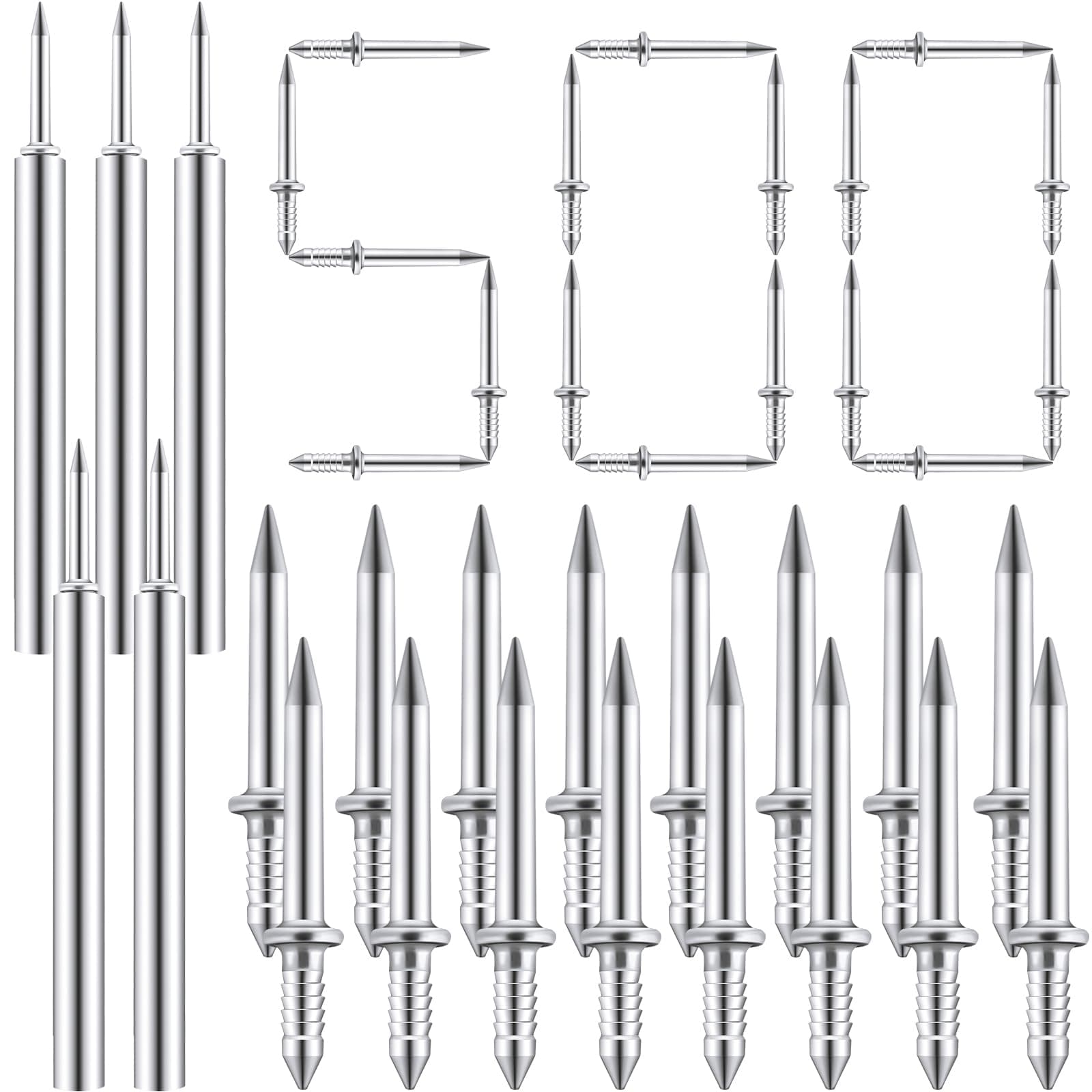 500 Pieces Double-Head Skirting Thread Seamless Nails Non Marking 2 Sided Invisible Special Hidden Nails with 5 Installation Barrels for Skirting