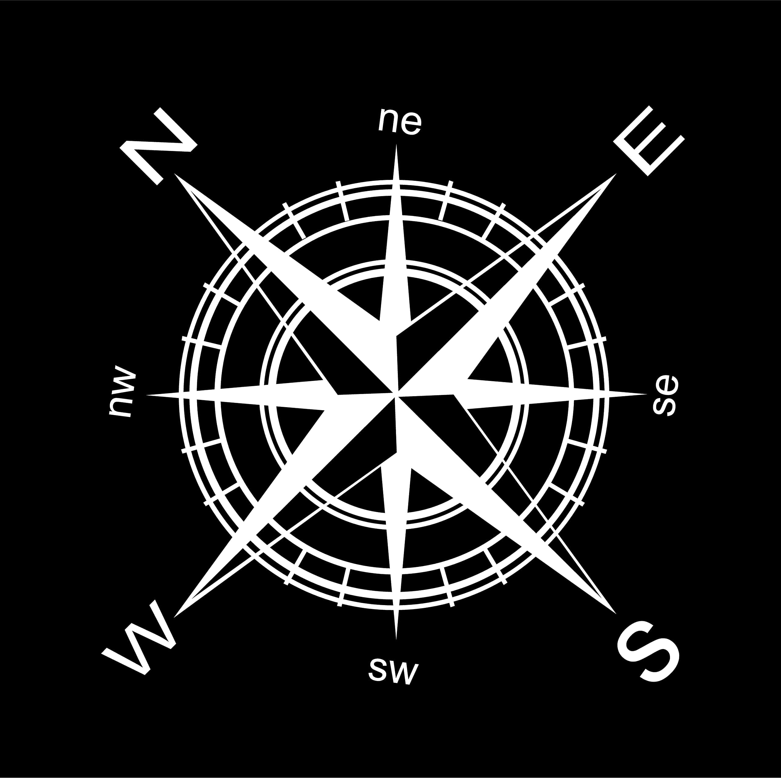 Compass Sticker 5/5 Inch Round White Color