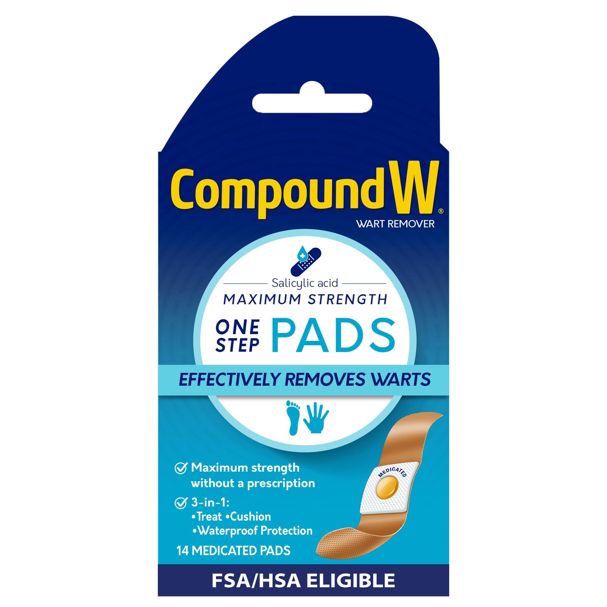 Compound W Wart Remover Maximum Strength One Step Pads Pack of 14 Each