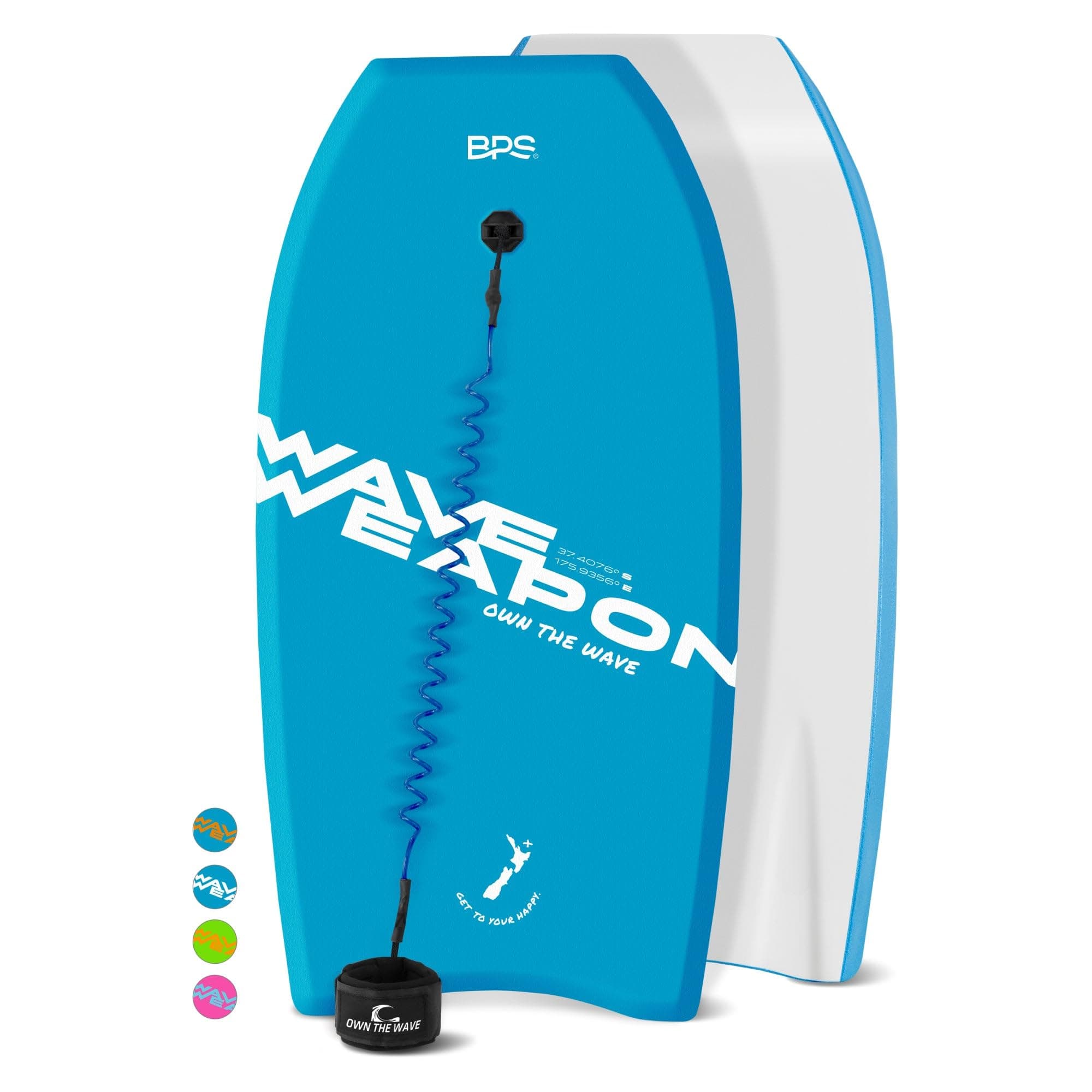 Own the Wave 'Wave Weapon' Body Board for All Wave Conditions - Lightweight with EPS Core HDPE Slick Bottom Body Boards for Beach with Wrist Leash and Plug for Kids and Adults