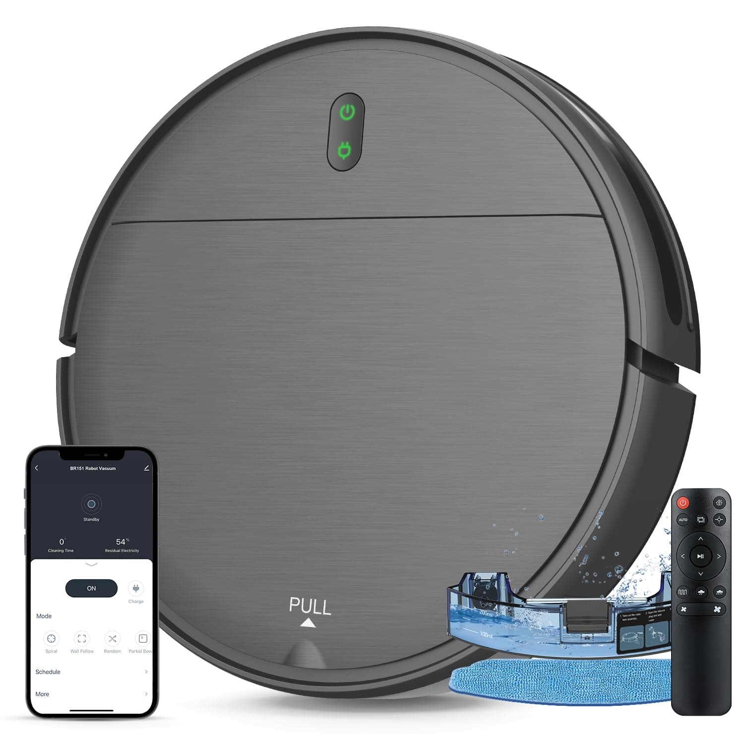 Robot Vacuum and Mop Combo, 2 in 1 Mopping Robot Vacuum Cleaner with Schedule, Wi-Fi/App/Alexa, 1400Pa Max Suction, Self-Charging Robotic Vacuum, Slim, Ideal for Hard Floor, Pet Hair, Low-Pile Carpet