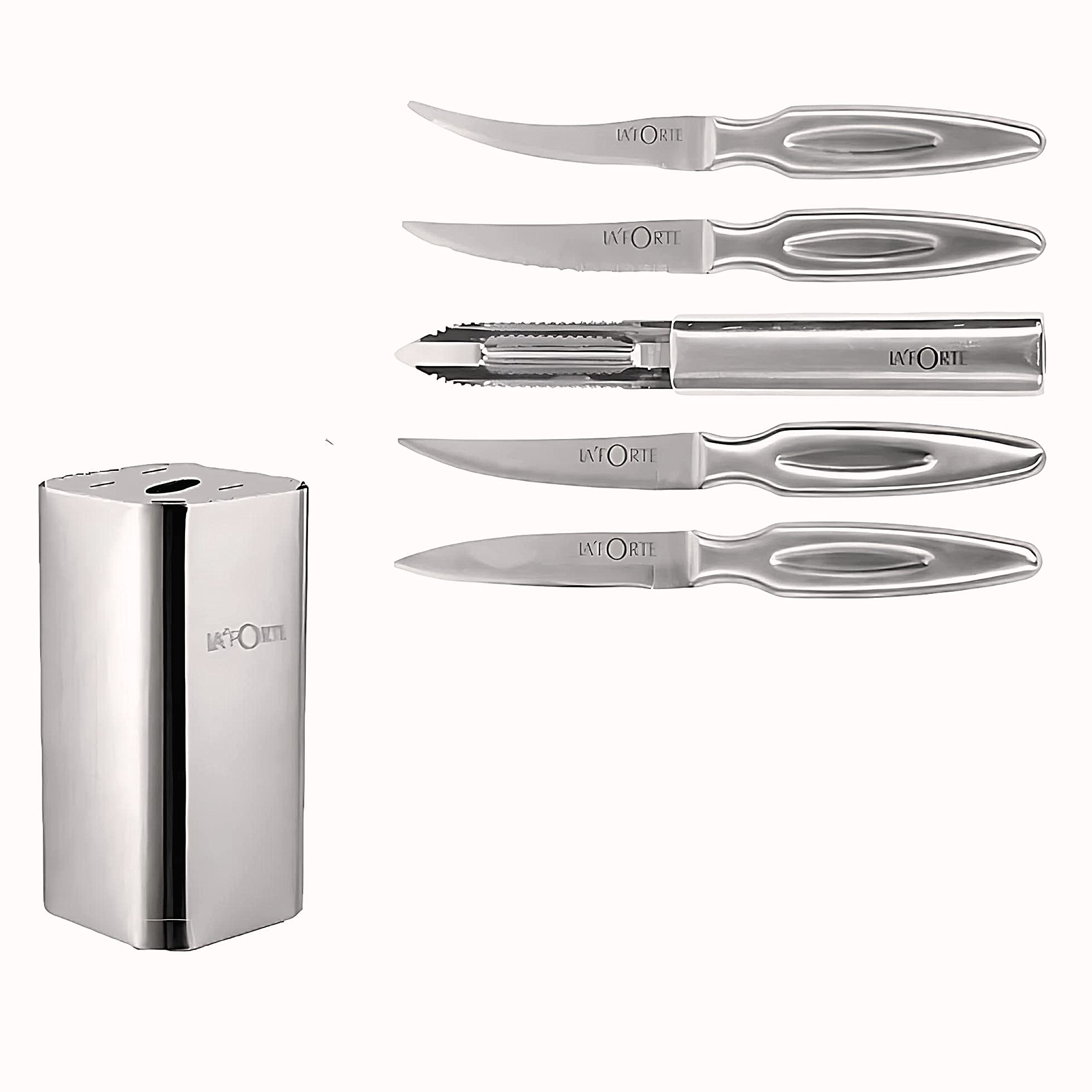 LA' Vite 5 PCS Knife Set Ultra Sharp with Metal Block for Easy Storage