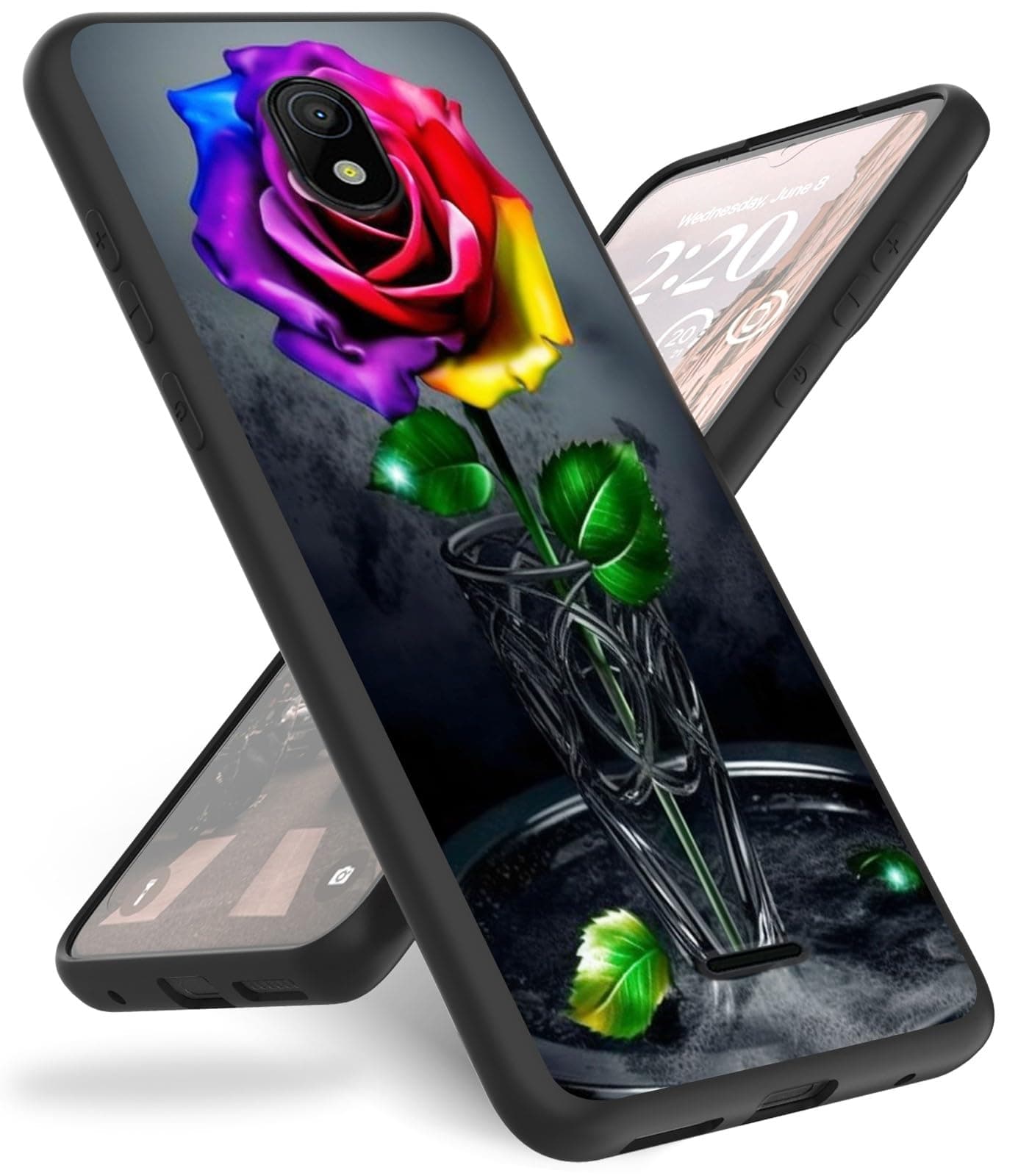 Case for Nokia C100,for Nokia C100 Phone Case,Slim Anti-Scratch Shockproof Durable Black Silicone Protective Cover Case for Nokia C100 N152DL,Colorful Roses Flowers