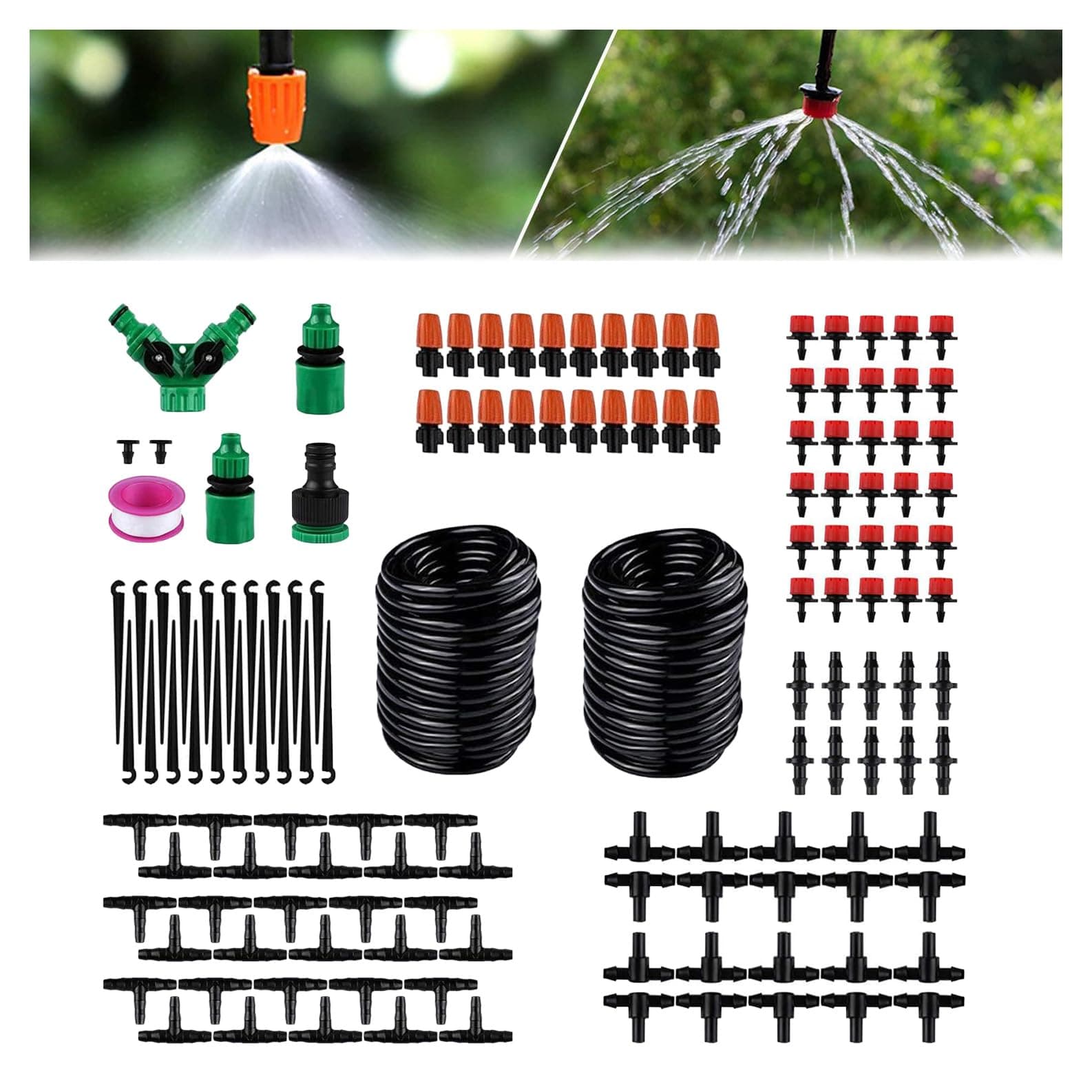 Drip Irrigation System, 149 Pcs Garden Irrigation System, 30M 1/4" Blank Distribution Tubing Watering Drip Kit Automatic Irrigation Equipment for Garden Greenhouse, Flower Bed, Patio, Lawn