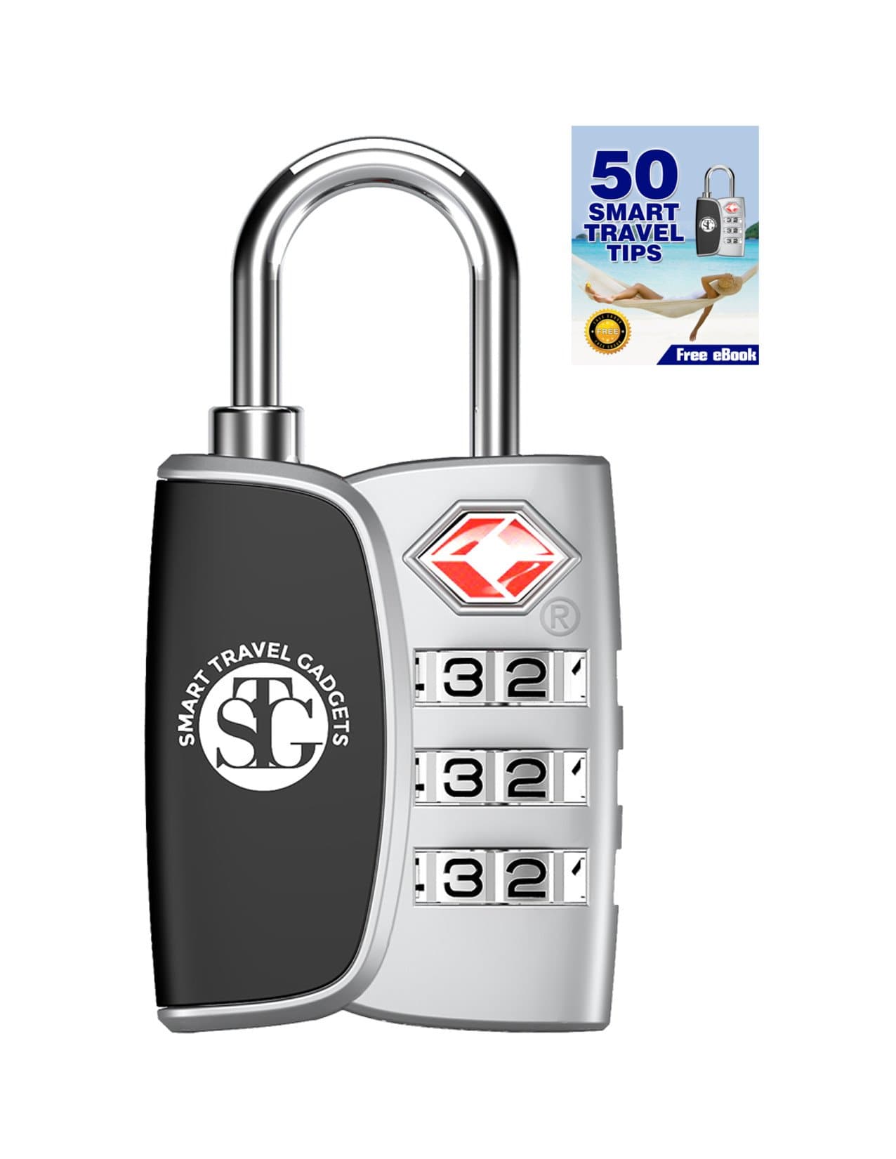 TSA Accepted 3 Digit Combination Luggage Lock for TravelSmart Open Search Alert IndicatorBright Color ChoicesHeavy Duty, Durable, Customs FriendlyFree ebook (Silver)