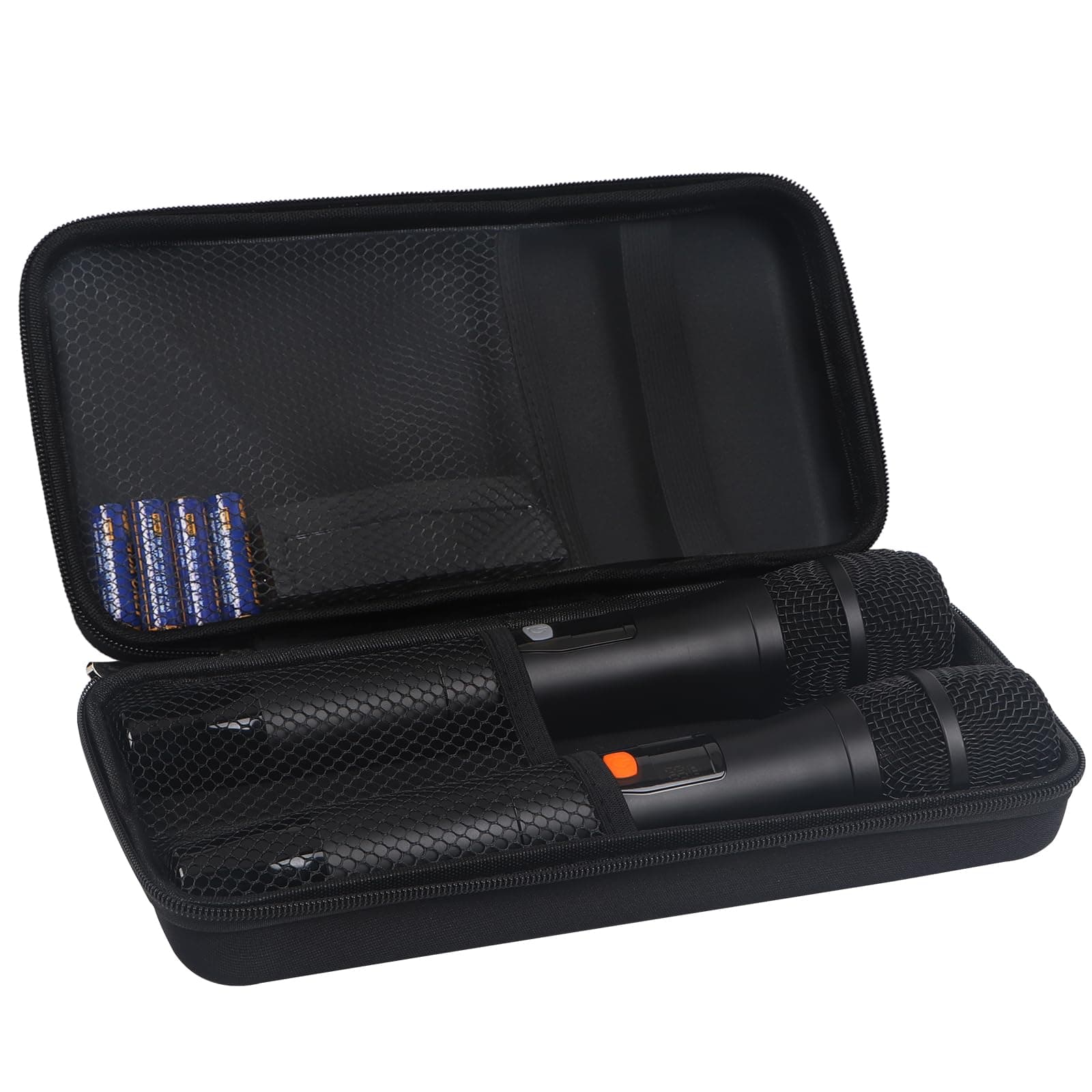Kmise Microphone Case, Microphone Bag for 2 Wireless Microphones EVA Hard Dual Wireless Mic Storage Bag for Gigging and Travel(Case Only)