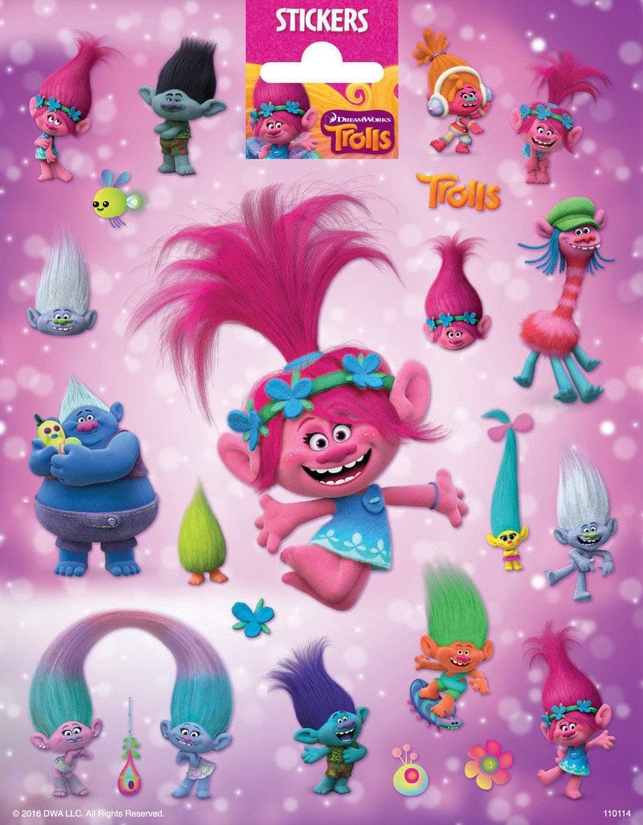 dreamworks Trolls stickers 1 sticker sheet
