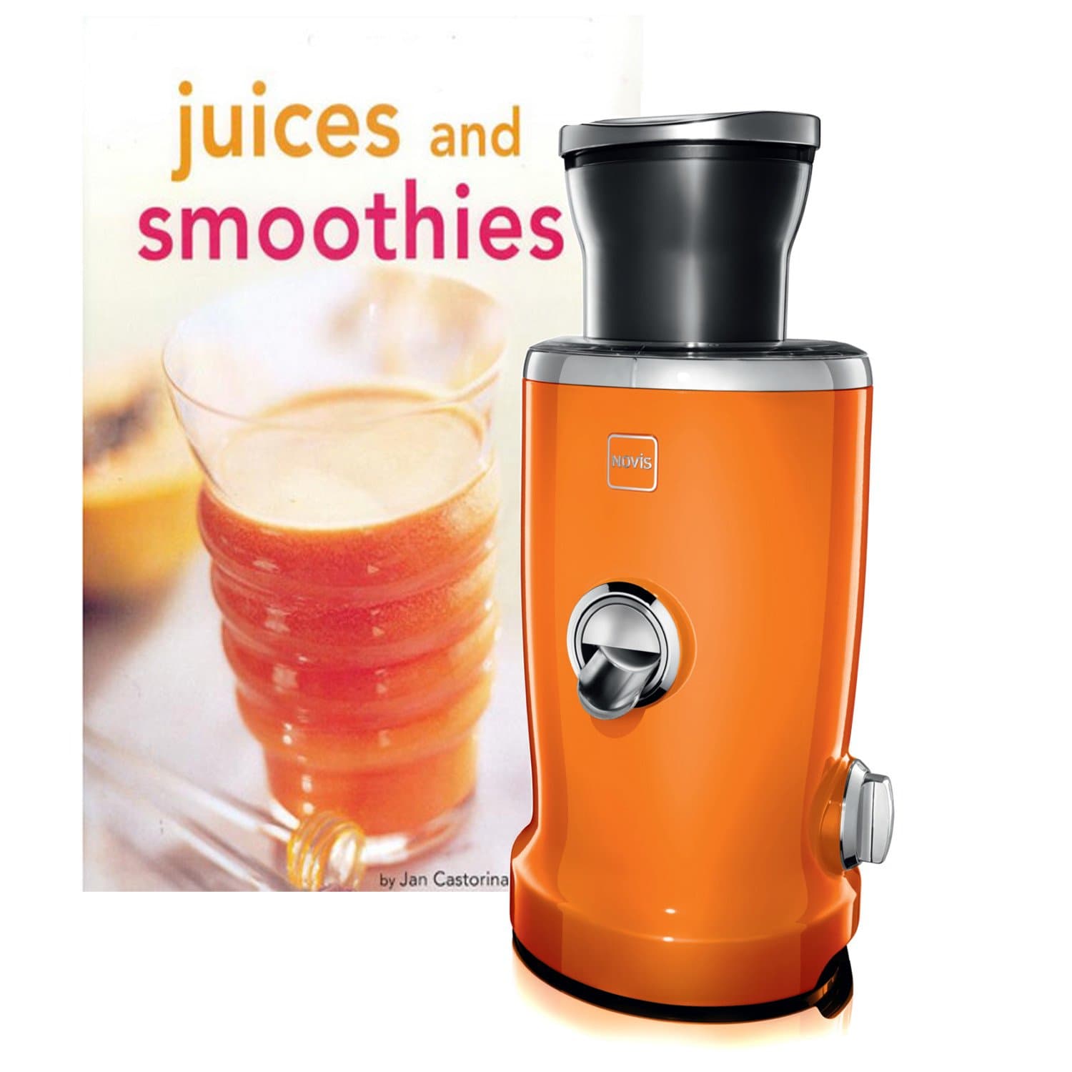Novis Vita Juicer Orange 4-in-1 Multi-Function Electric Juicer with Bonus Tuttle Juices and Smoothies Cookbook