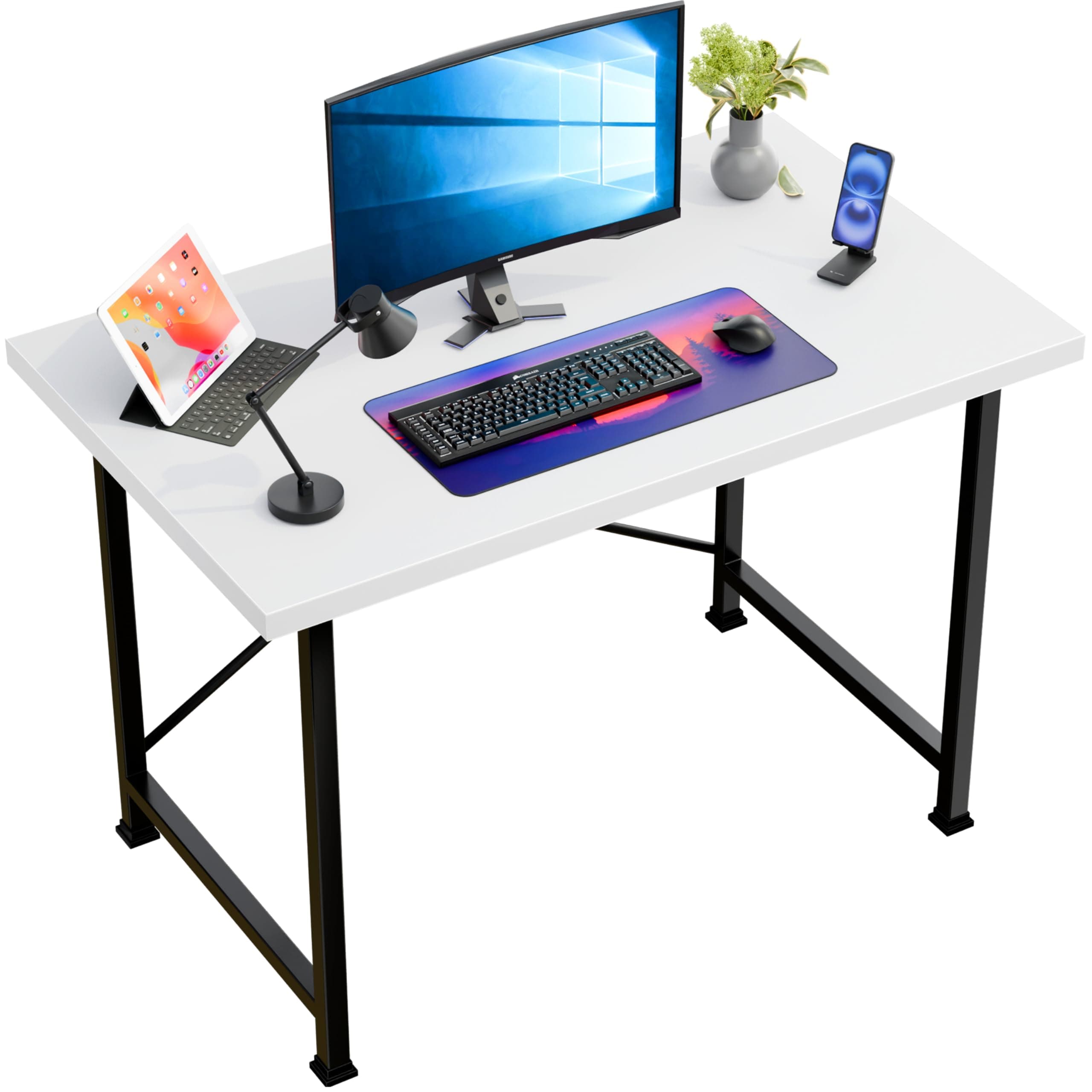 Engineered Hard Wood Study Table Computer Desk Laptop Study Table for Office Home Workstation Writing Modern -Size-90L*60W*75H CM (2 Year Warranty) (Black & White)