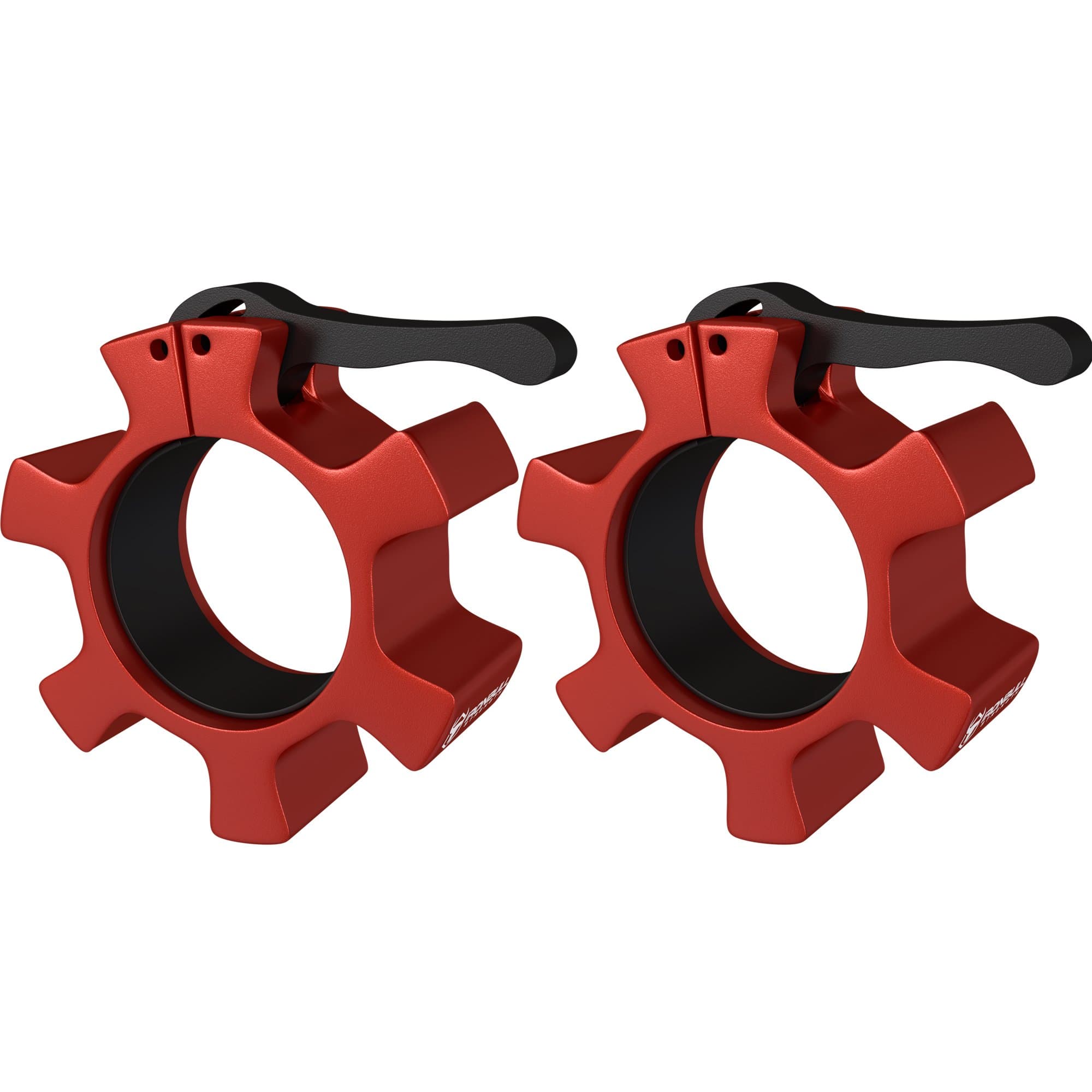 Iron Bull Strength Aluminum Barbell Collars (1 Pair) - Quick Release Pair of Locking Bar Clips for 2" Olympic Bars - Lock Clamps Collar Clips for Weight Lifting, Powerlifting and Cross Training (Red)