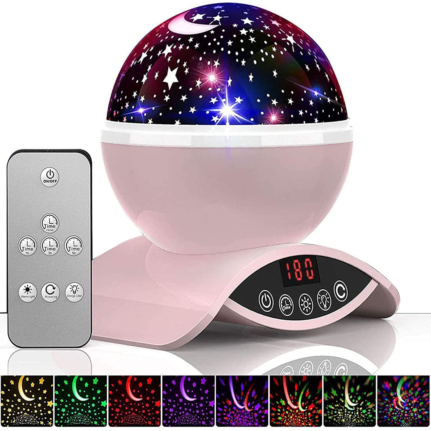 Star Night Light Projector, Elecstars 8 Colours Dimmable Combinations Romantic Starry Sky Lamp, Rechargeable Battery, Remote Control, Support 360 Degree Rotating, Kids Toys & Christmas Gift (Pink)