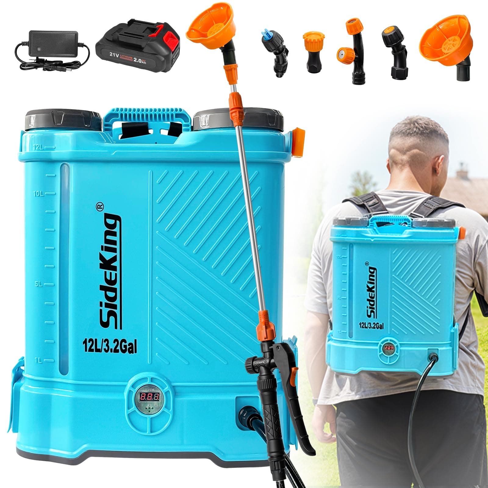 Battery Powered Backpack Sprayer 3.2 Gallon, 0-80 PSI Adjustable Pressure Sprayer Compatible with Makita 18V Battery, Electric Sprayer with Wand, 5 Nozzles, 2.0Ah Battery&Charger Included