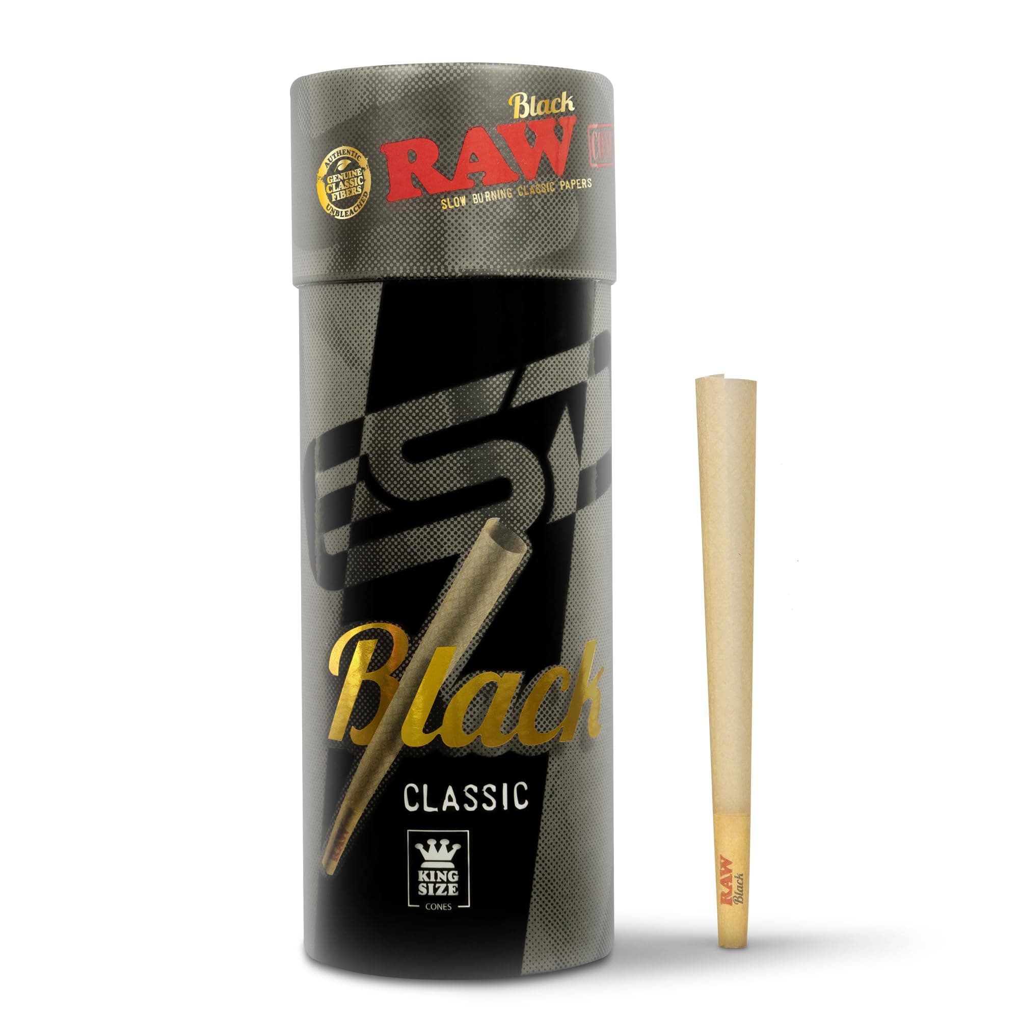 Black Cones King Size - 50 Pack - Slow Burning Pre Rolled Cones - Rolling Paper Pressed Extra Fine for Thin, Naturally Translucent Paper with Tips & Packing Tubes Included