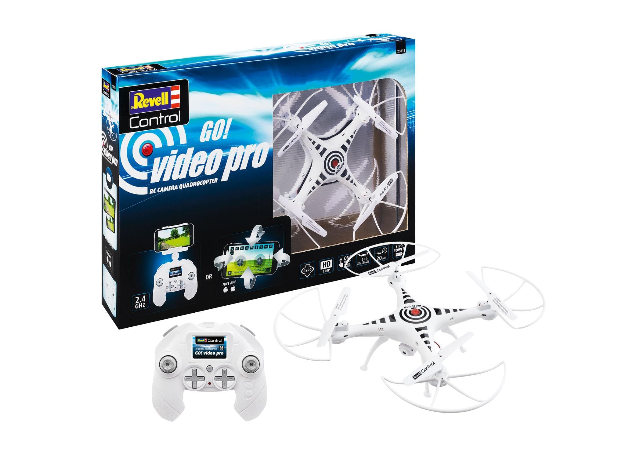 23818 Remote Control Camera Quadcopter "Go! Video Pro" With Precise 2.4 GHz Control, Altitude Sensor, Headless, 6-Axis Gyro, One Push Take Off/Land, 720P Camera, 32.5cm in length