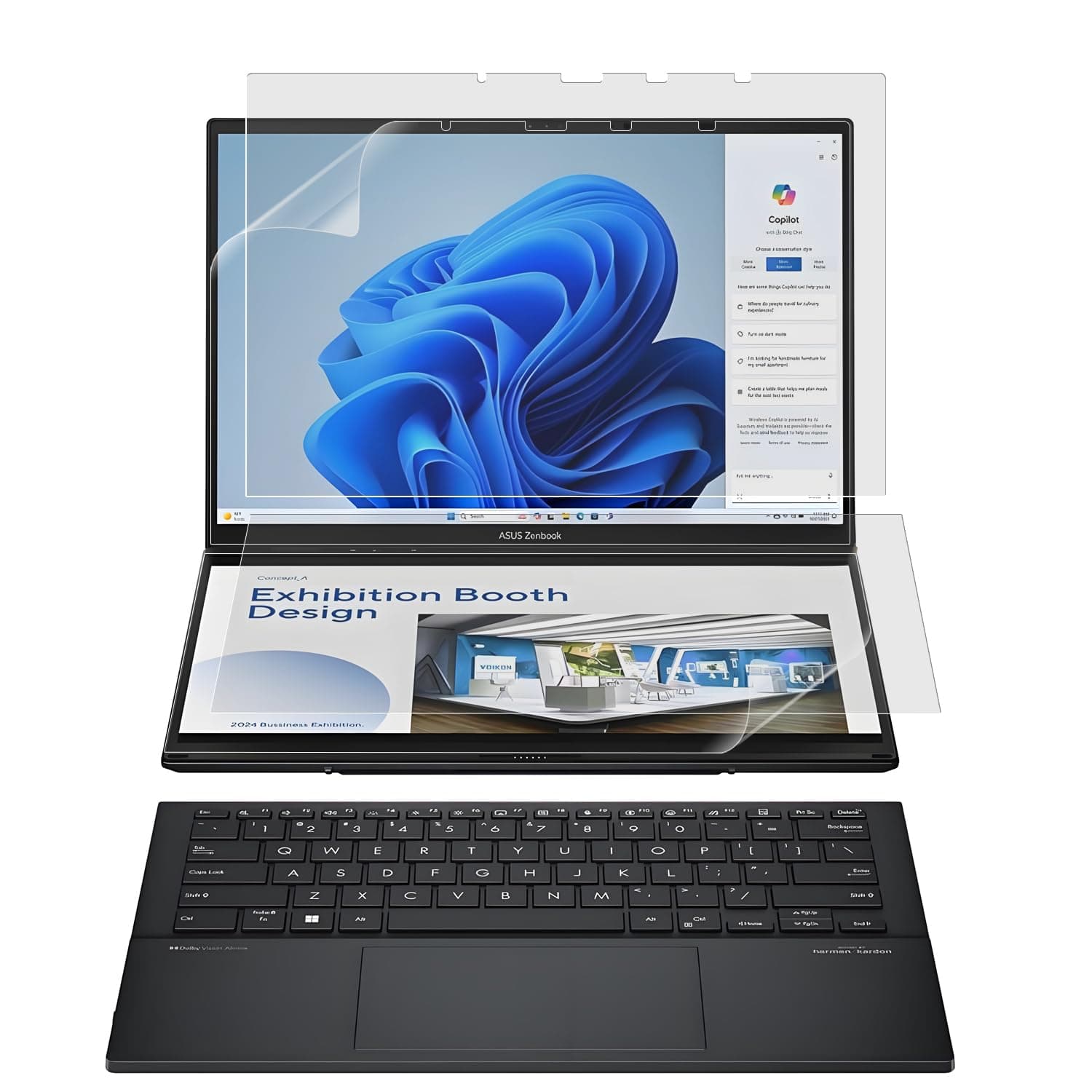 KEANBOLL 4 Pack Matte-Anti Glare Screen Protector for New 2025-2024 ASUS Zenbook Duo Dual 14" 2-in-1 (UX8406) Laptops - (2 Sets - Primary and Secondary Screens)