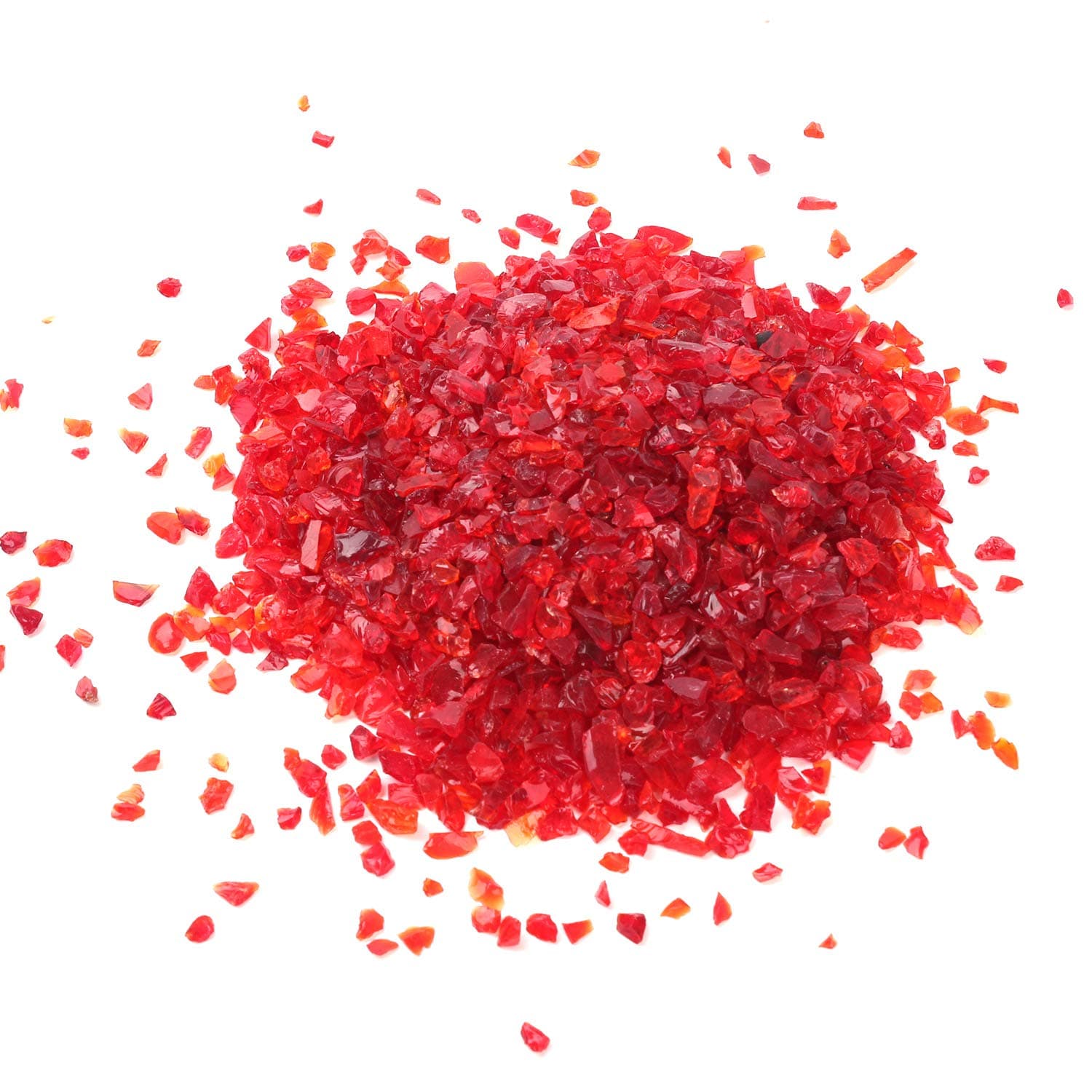 Alan Stone Reflective Tempered High Luster Fire Glass, Fire Pit Glass Gravel,Fire Glass Rocks Pebbles,3-6mm (Red)