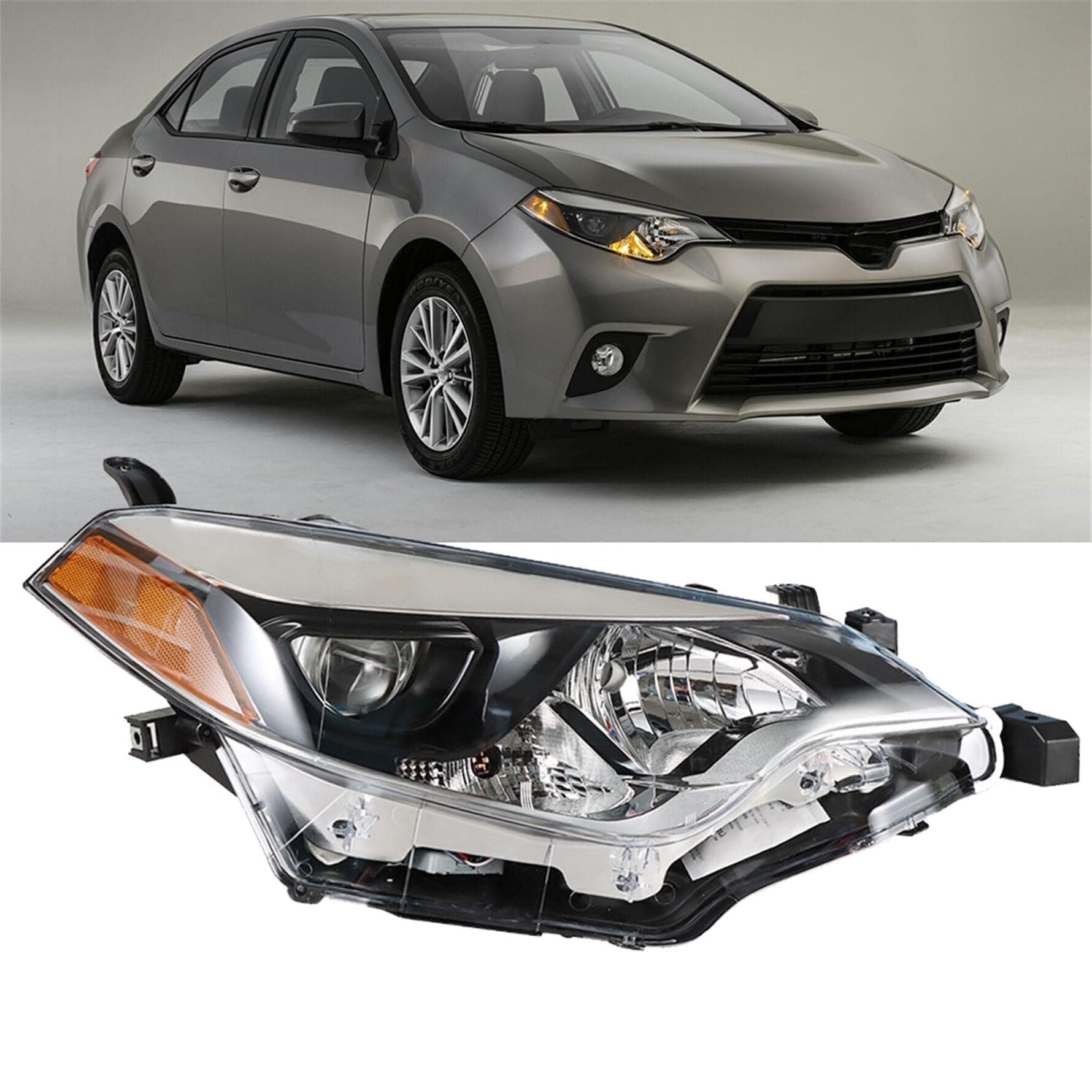 Silscvtt Headlight Front Head Lamp Replacement for 2014 2015 2016 Toyota Corolla Built in LED Projector Headlight Right Side (Passenger Side)